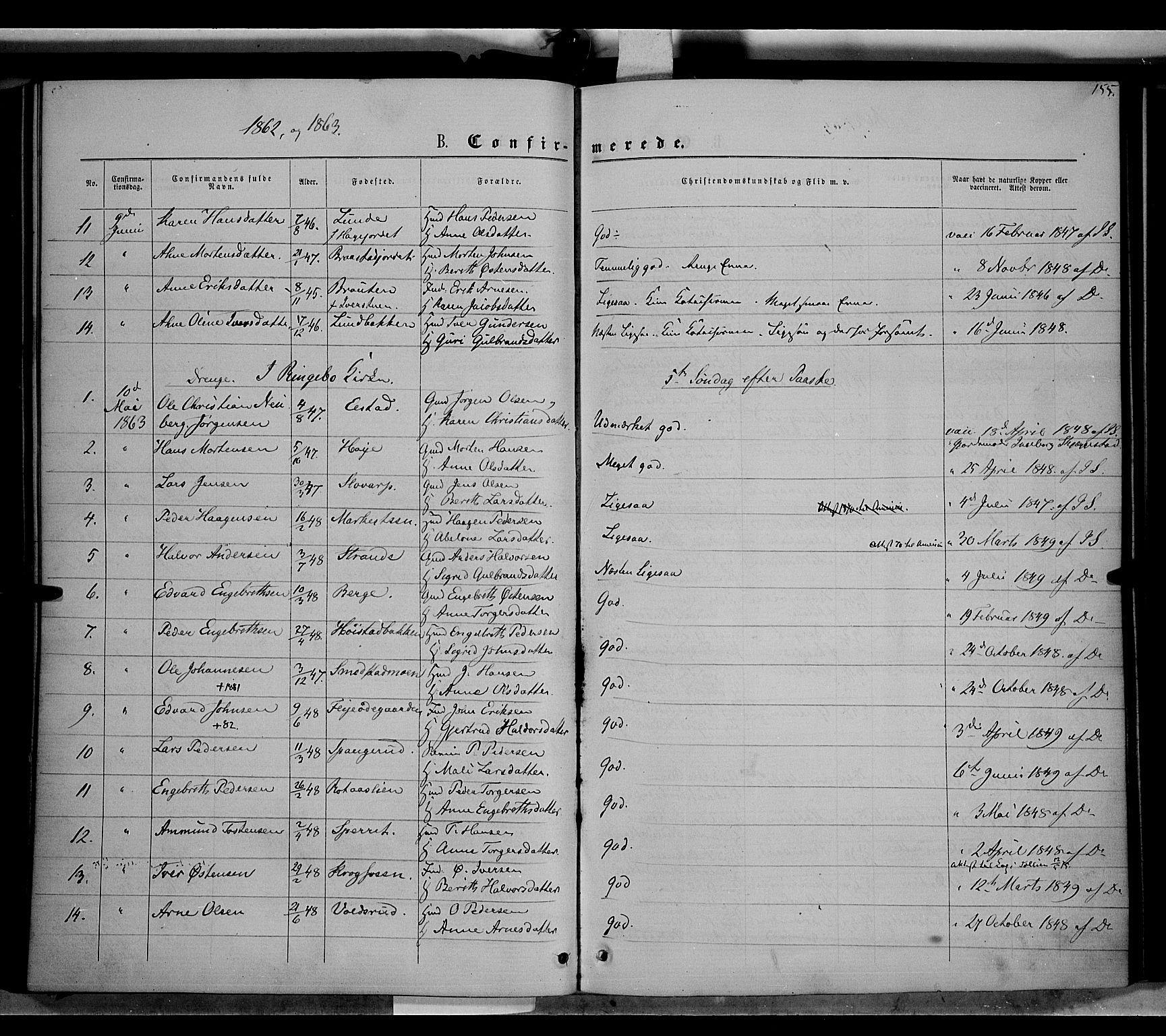 Ringebu prestekontor, AV/SAH-PREST-082/H/Ha/Haa/L0007: Ministerialbok nr. 7, 1860-1877, s. 155