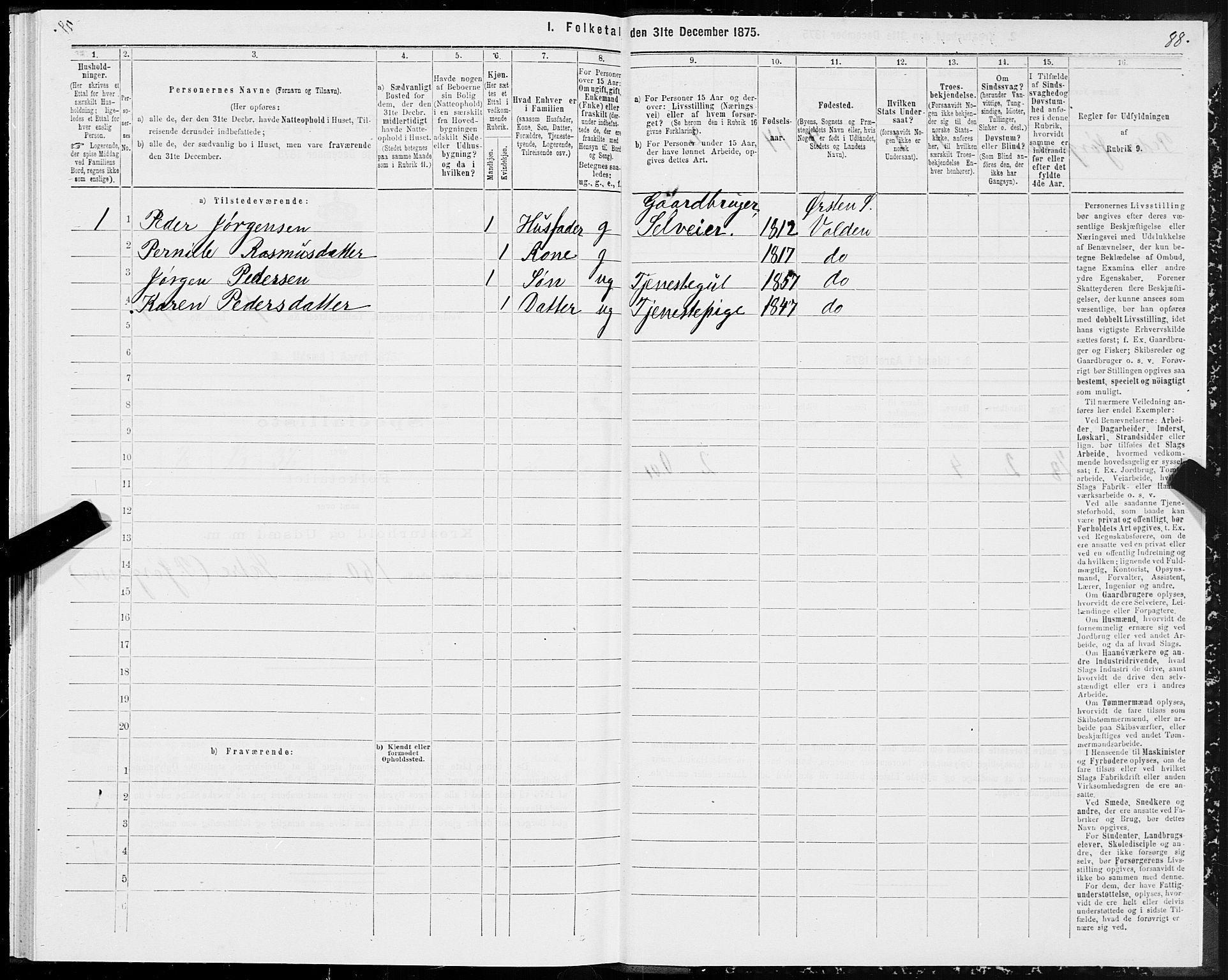 SAT, Folketelling 1875 for 1519P Volda prestegjeld, 1875, s. 1088