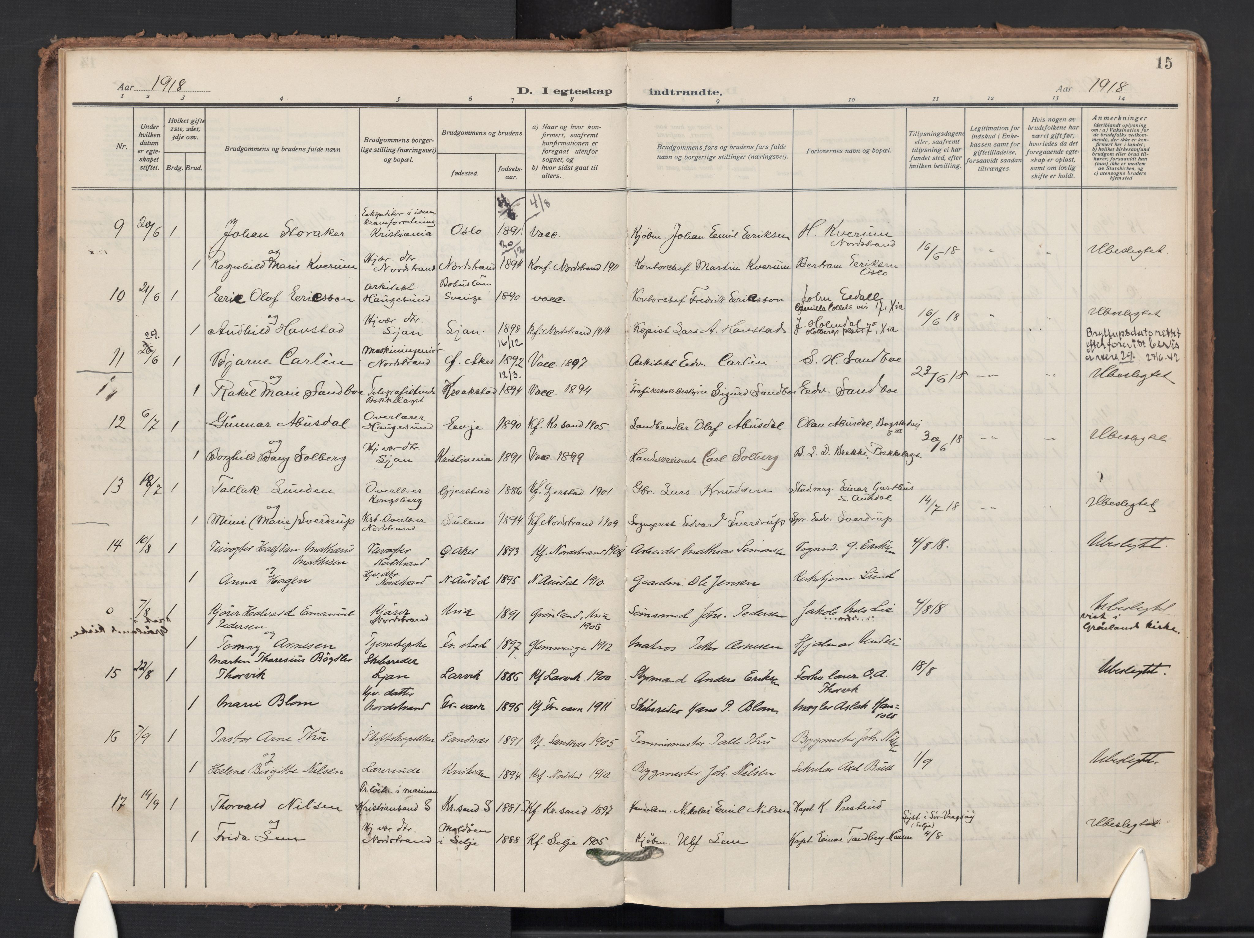 Nordstrand prestekontor Kirkebøker, AV/SAO-A-10362a/F/Fa/L0003: Ministerialbok nr. 3, 1914-1932, s. 15