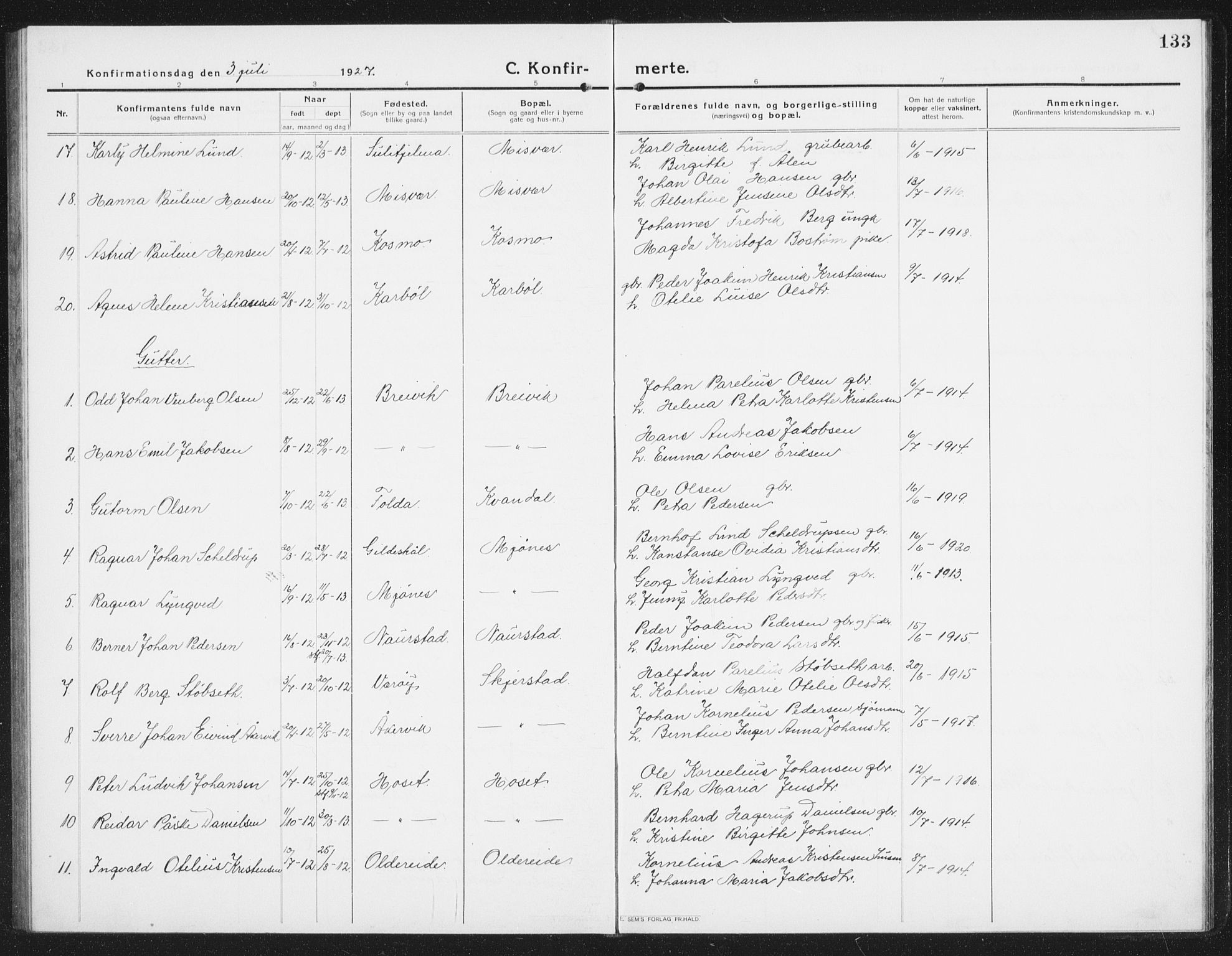 Ministerialprotokoller, klokkerbøker og fødselsregistre - Nordland, AV/SAT-A-1459/852/L0757: Klokkerbok nr. 852C08, 1916-1934, s. 133