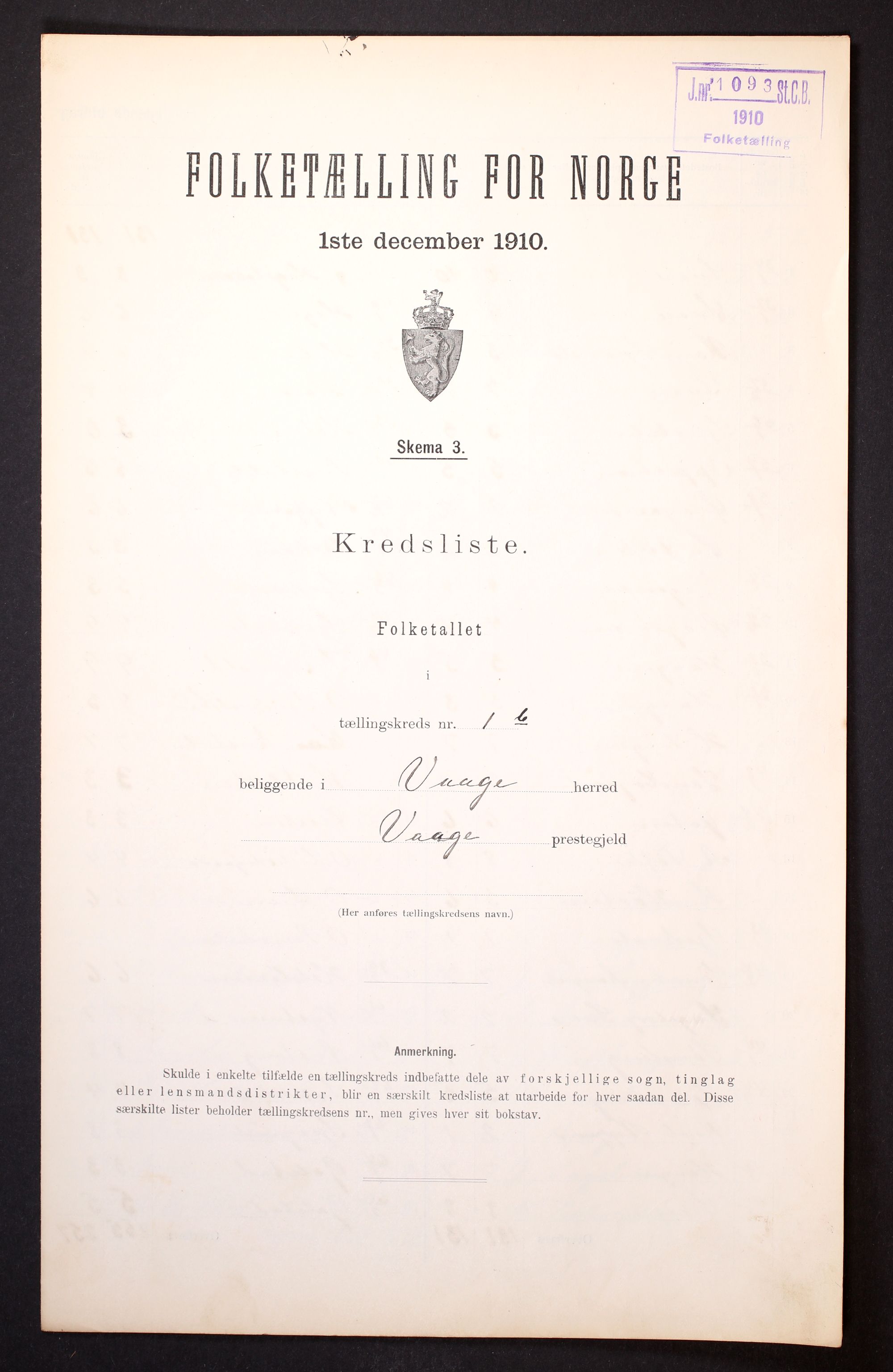 RA, Folketelling 1910 for 0515 Vågå herred, 1910, s. 7