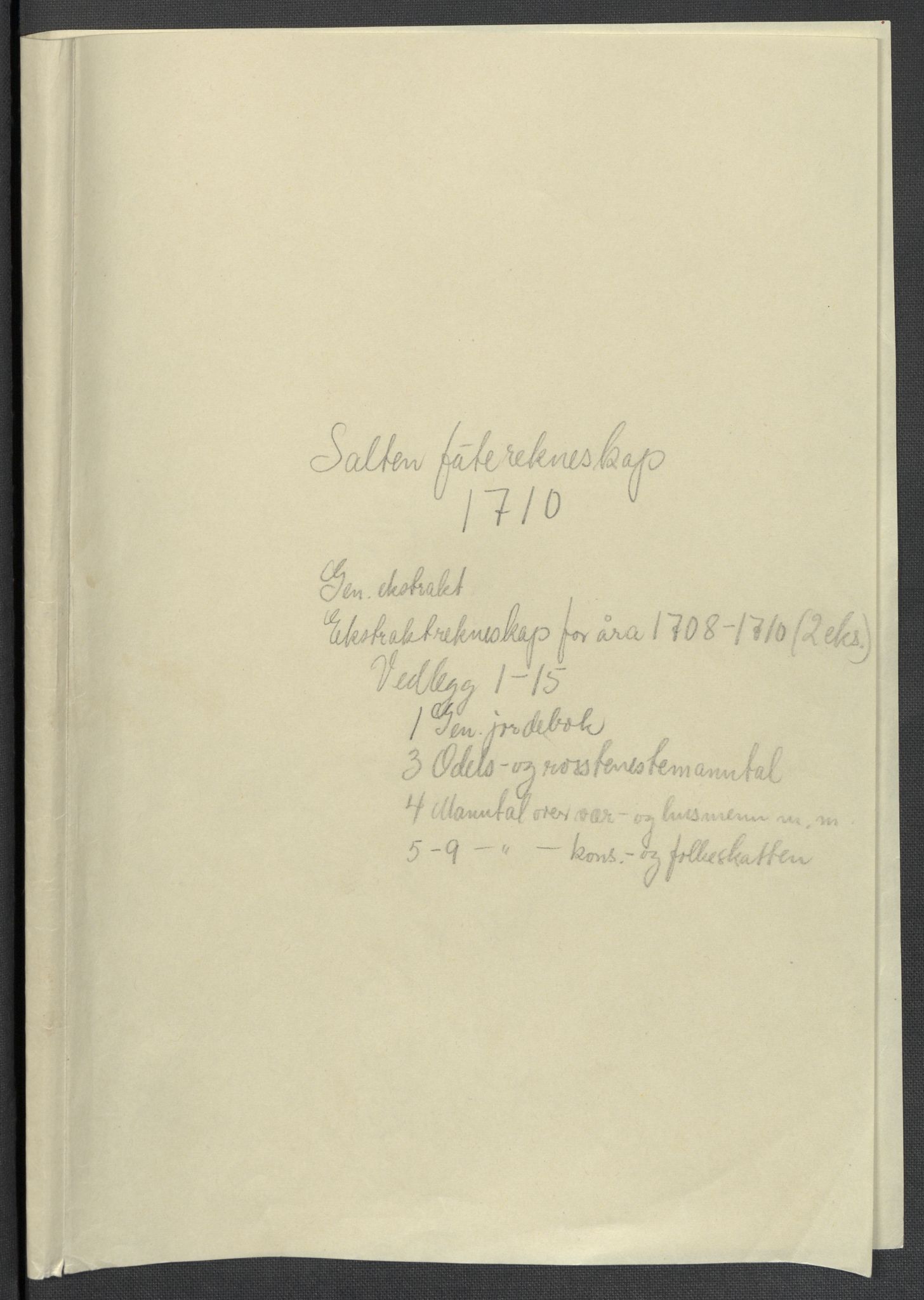 Rentekammeret inntil 1814, Reviderte regnskaper, Fogderegnskap, RA/EA-4092/R66/L4581: Fogderegnskap Salten, 1707-1710, s. 399