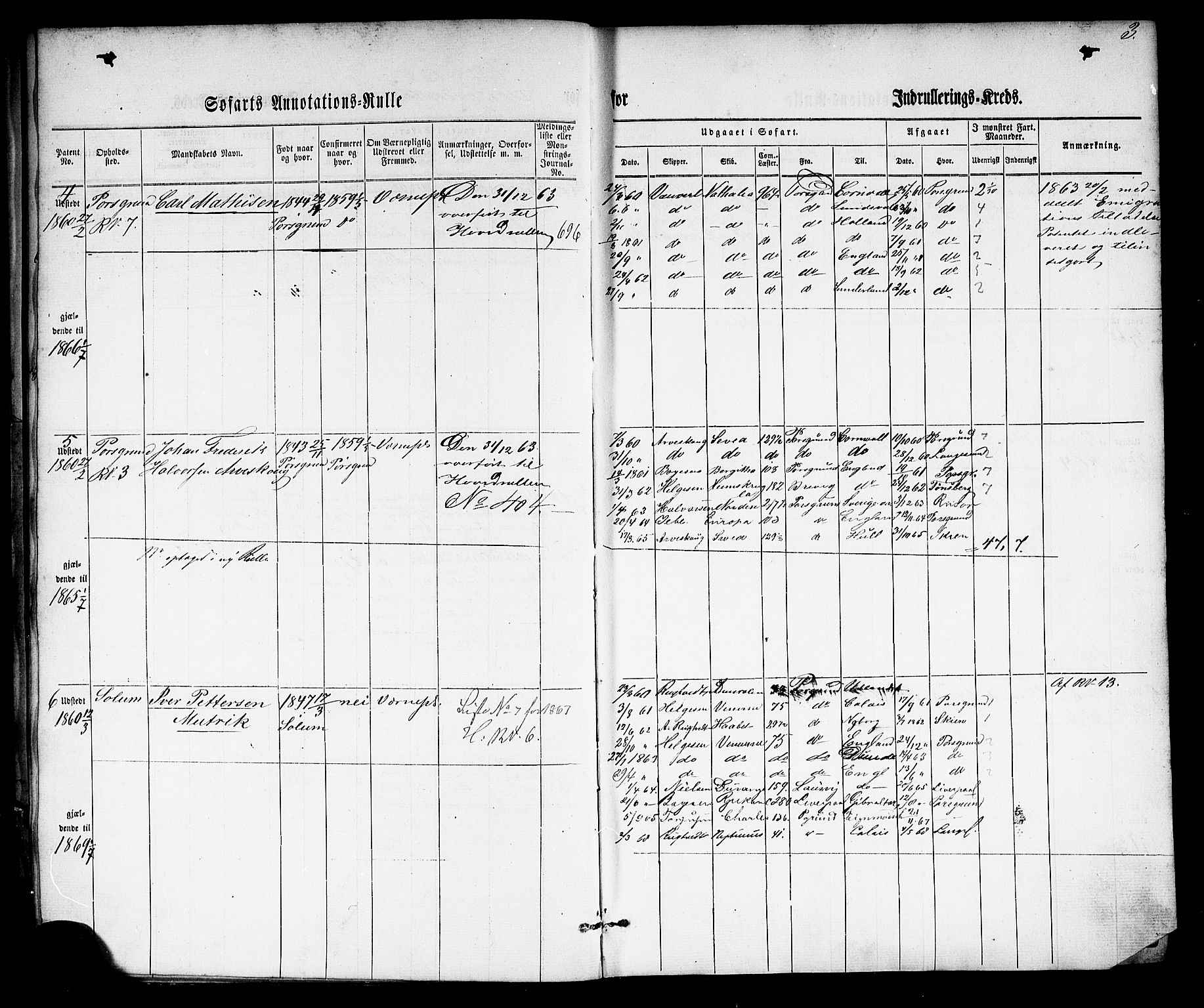 Porsgrunn innrulleringskontor, AV/SAKO-A-829/F/Fb/L0003: Annotasjonsrulle, 1860-1870, s. 30