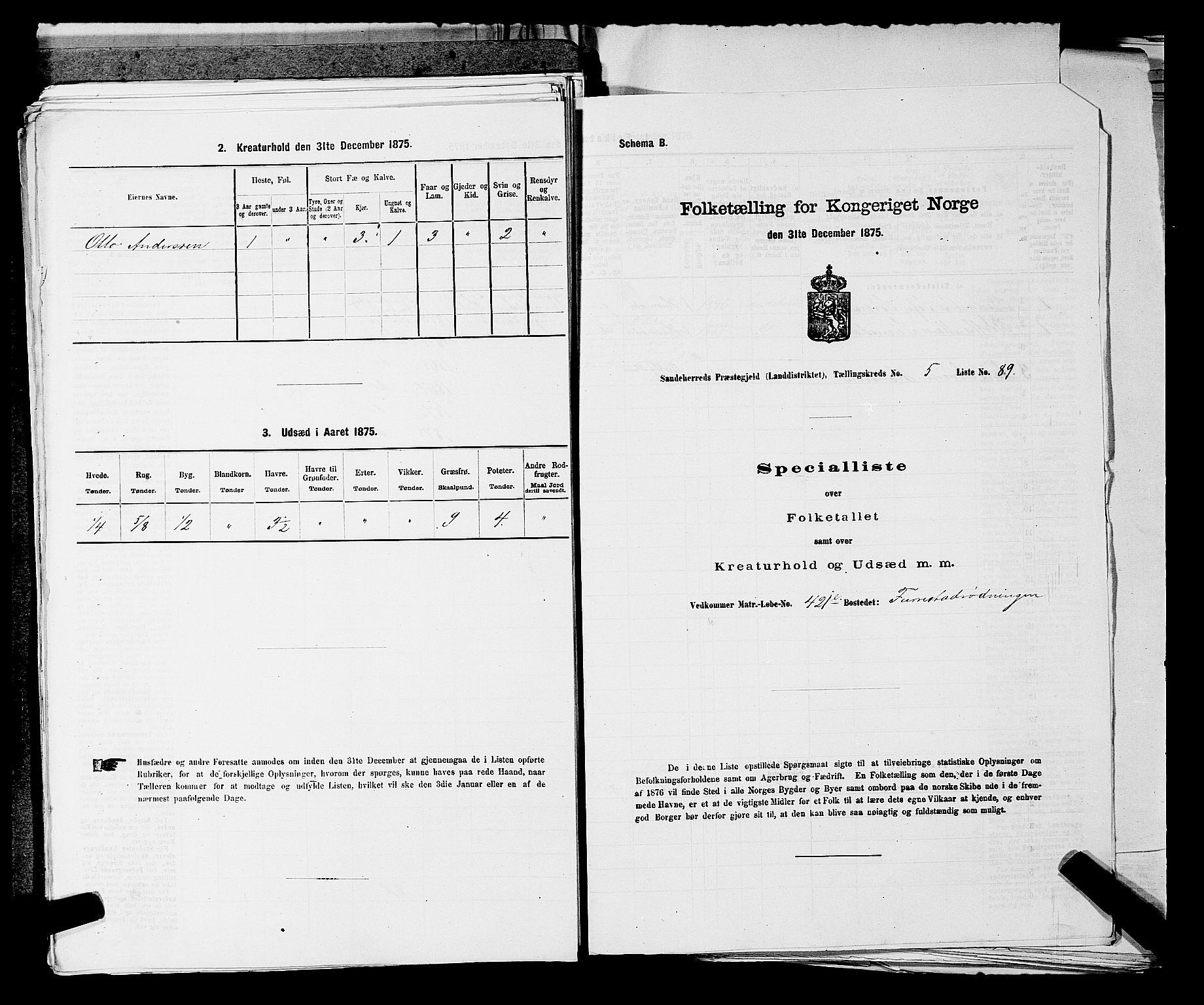 SAKO, Folketelling 1875 for 0724L Sandeherred prestegjeld, Sandeherred sokn, 1875, s. 1298