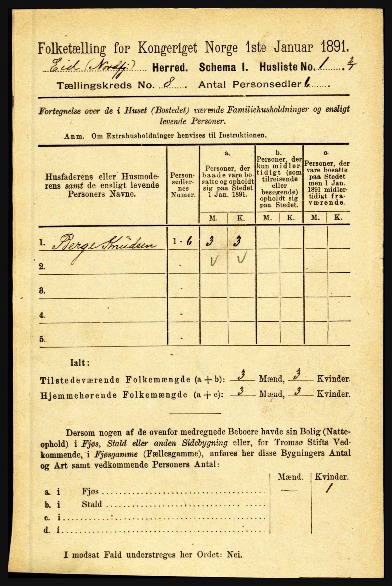 RA, Folketelling 1891 for 1443 Eid herred, 1891, s. 1949