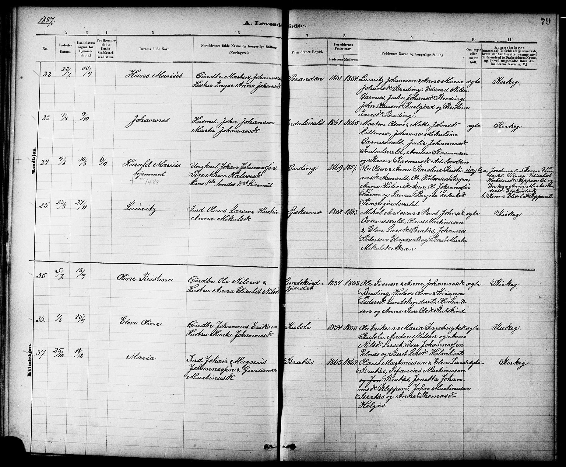 Ministerialprotokoller, klokkerbøker og fødselsregistre - Nord-Trøndelag, SAT/A-1458/724/L0267: Klokkerbok nr. 724C03, 1879-1898, s. 79