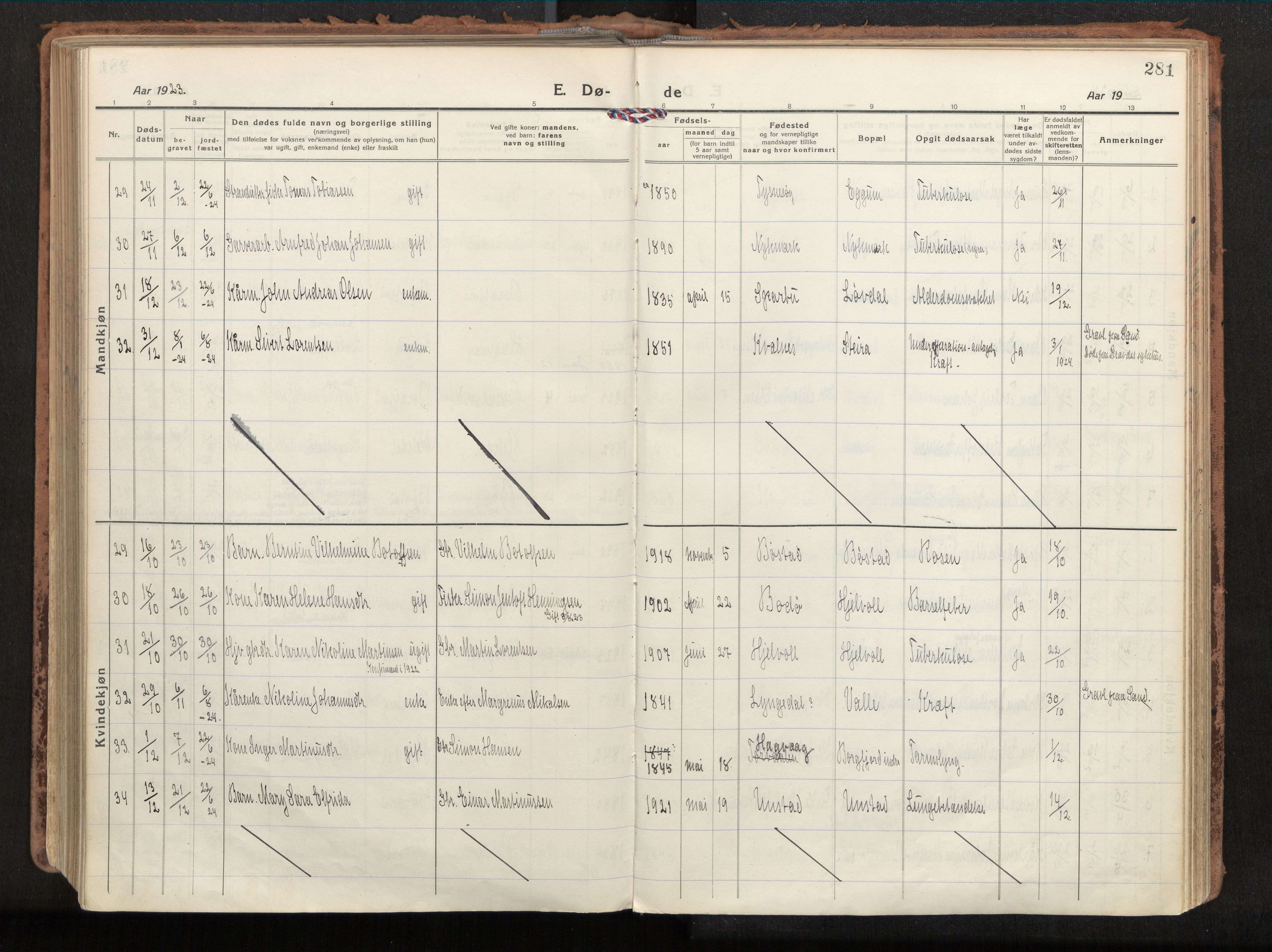 Ministerialprotokoller, klokkerbøker og fødselsregistre - Nordland, AV/SAT-A-1459/880/L1136: Ministerialbok nr. 880A10, 1919-1927, s. 281