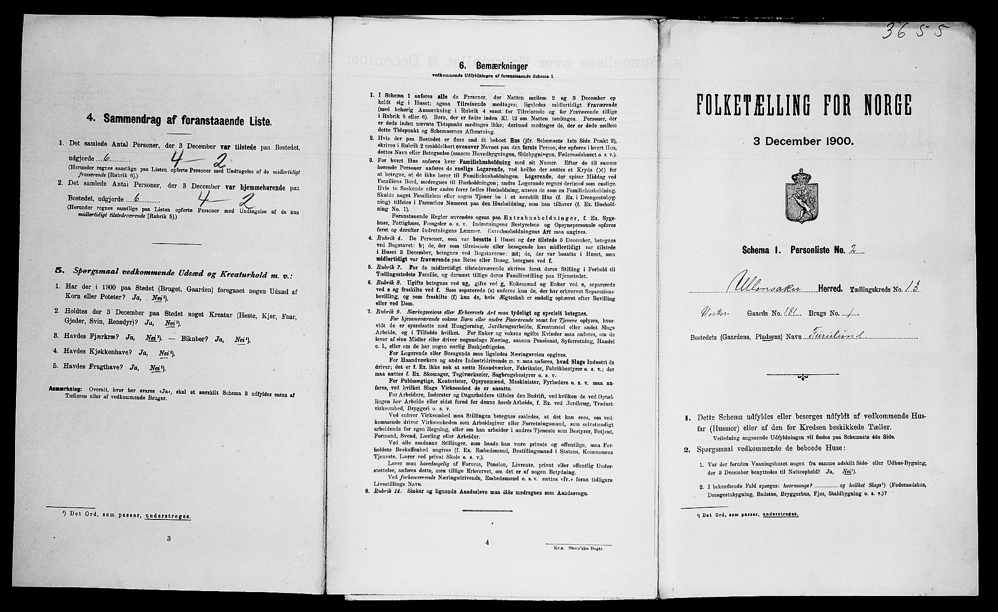 SAO, Folketelling 1900 for 0235 Ullensaker herred, 1900