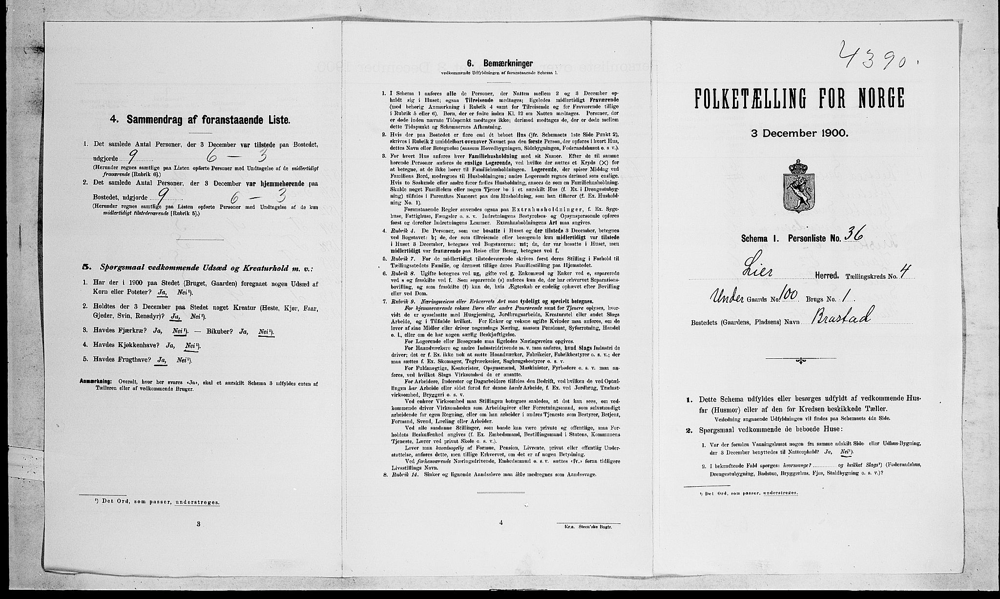 RA, Folketelling 1900 for 0626 Lier herred, 1900, s. 735