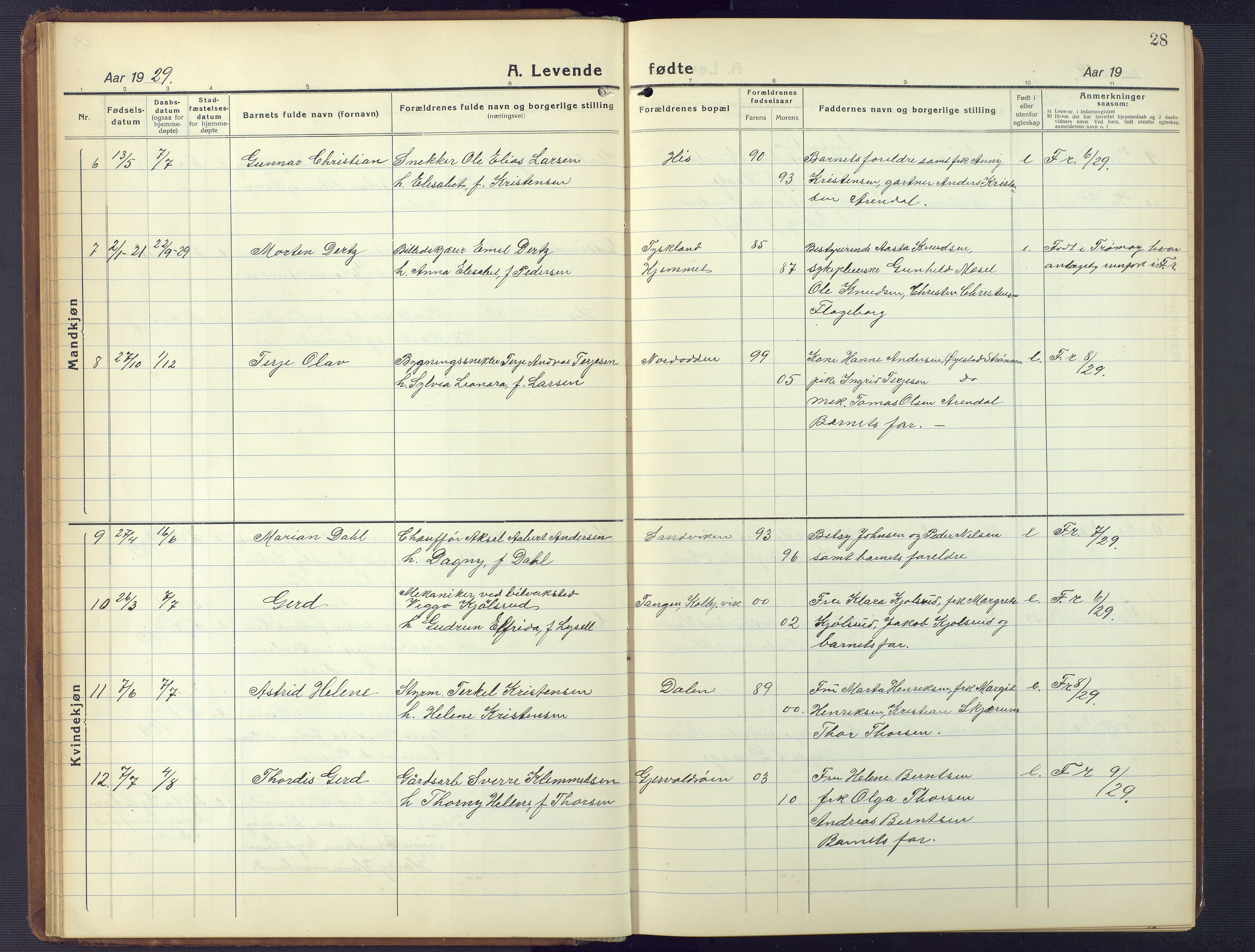 Hisøy sokneprestkontor, AV/SAK-1111-0020/F/Fb/L0005: Klokkerbok nr. B 5, 1924-1946, s. 28