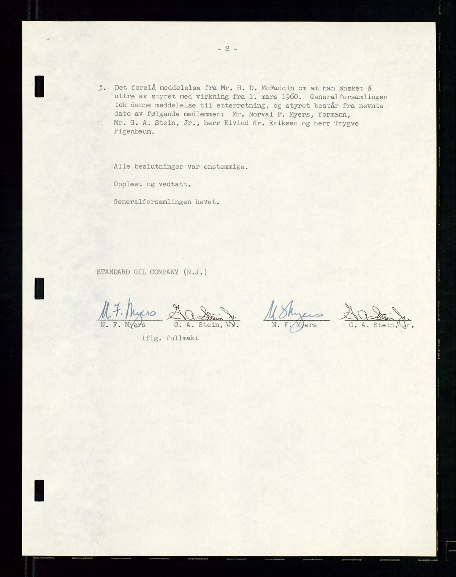 PA 1537 - A/S Essoraffineriet Norge, AV/SAST-A-101957/A/Aa/L0001/0002: Styremøter / Shareholder meetings, board meetings, by laws (vedtekter), 1957-1960, s. 39