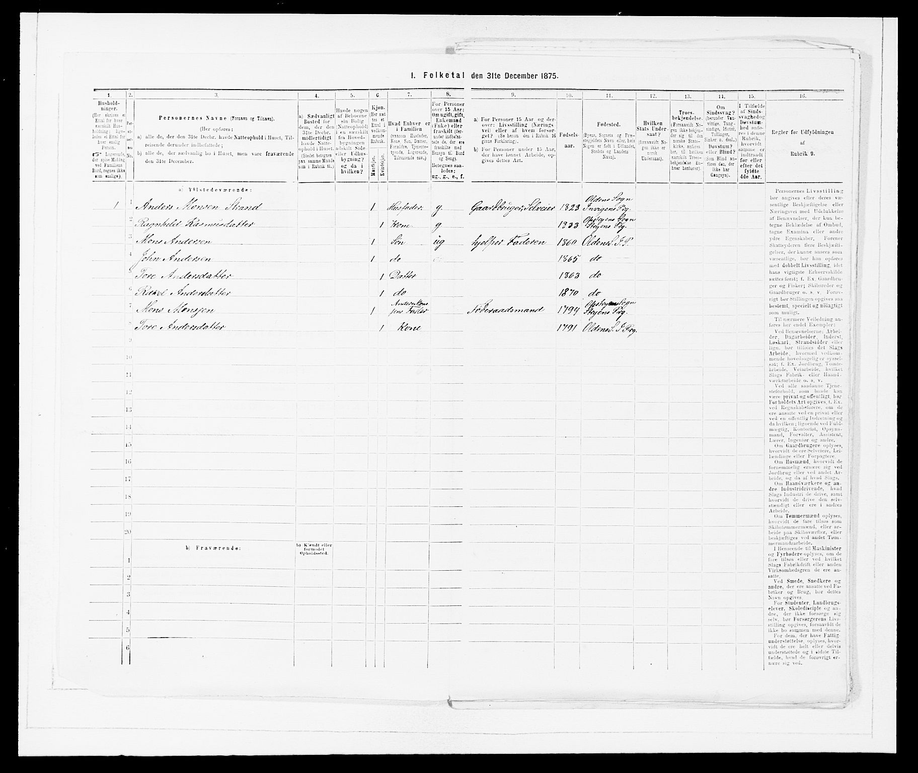 SAB, Folketelling 1875 for 1447P Innvik prestegjeld, 1875, s. 615