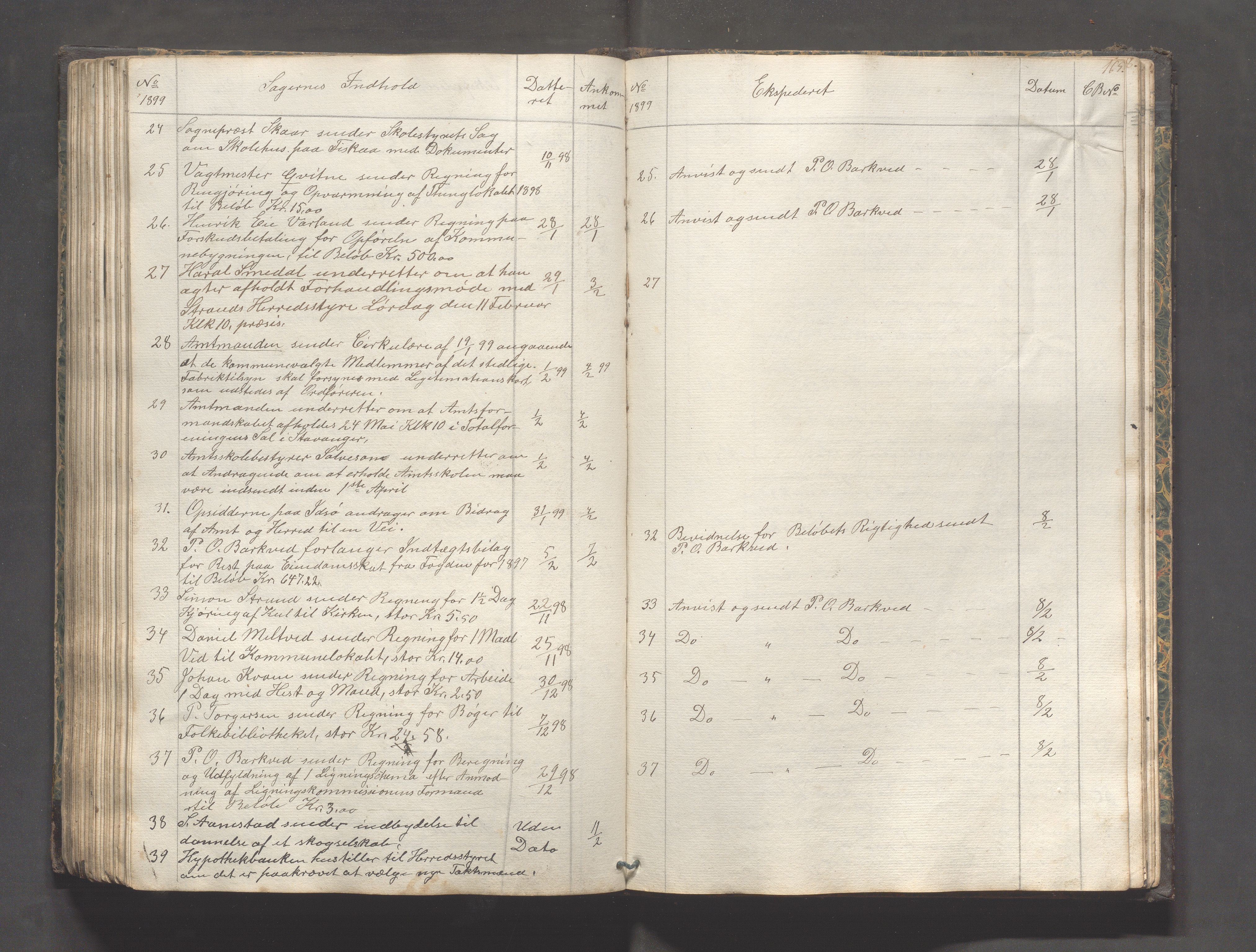 Strand kommune - Formannskapet/Rådmannskontoret, IKAR/A-104/C/Ca/L0001: Journal, 1837-1900, s. 165