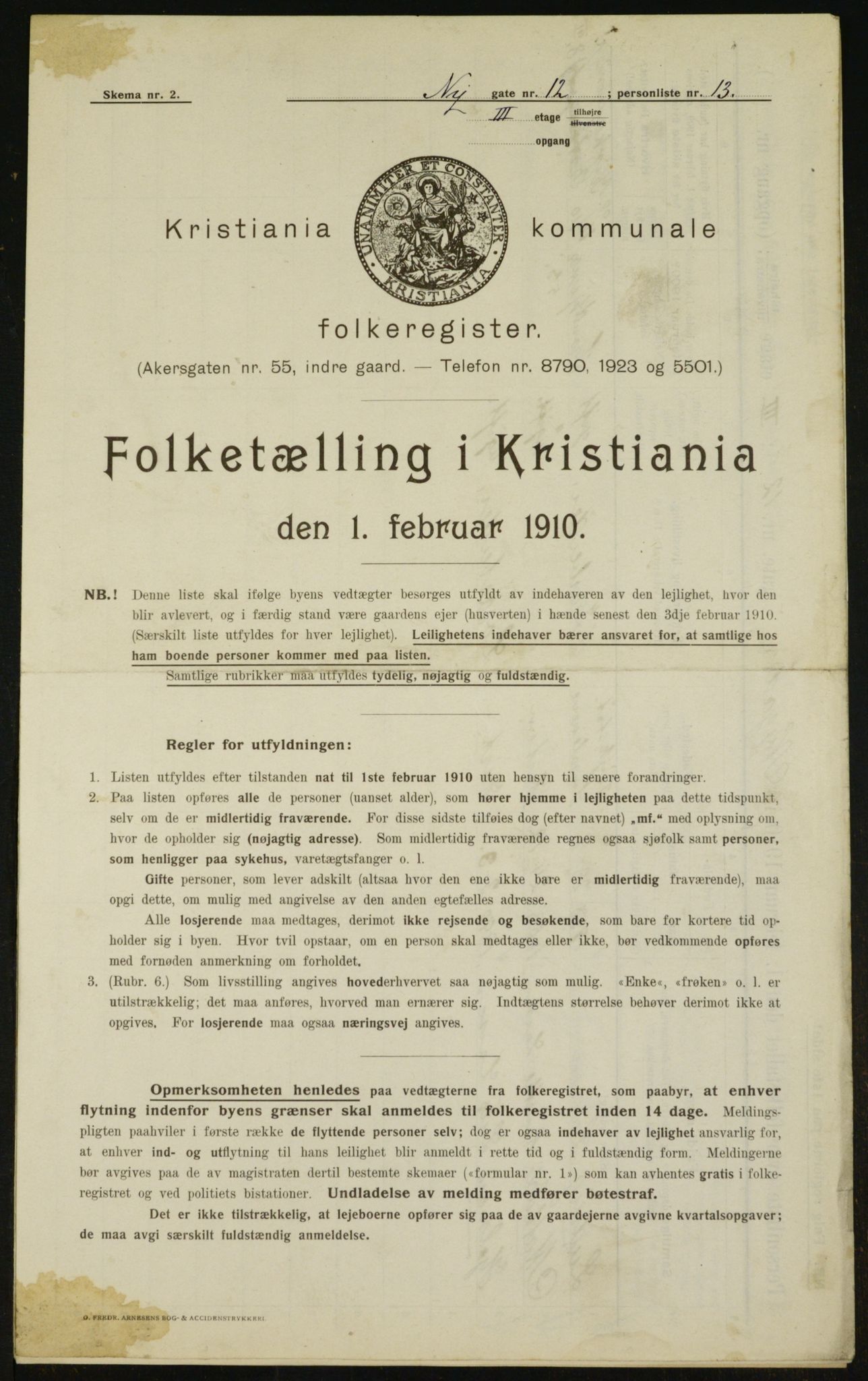 OBA, Kommunal folketelling 1.2.1910 for Kristiania, 1910, s. 71461