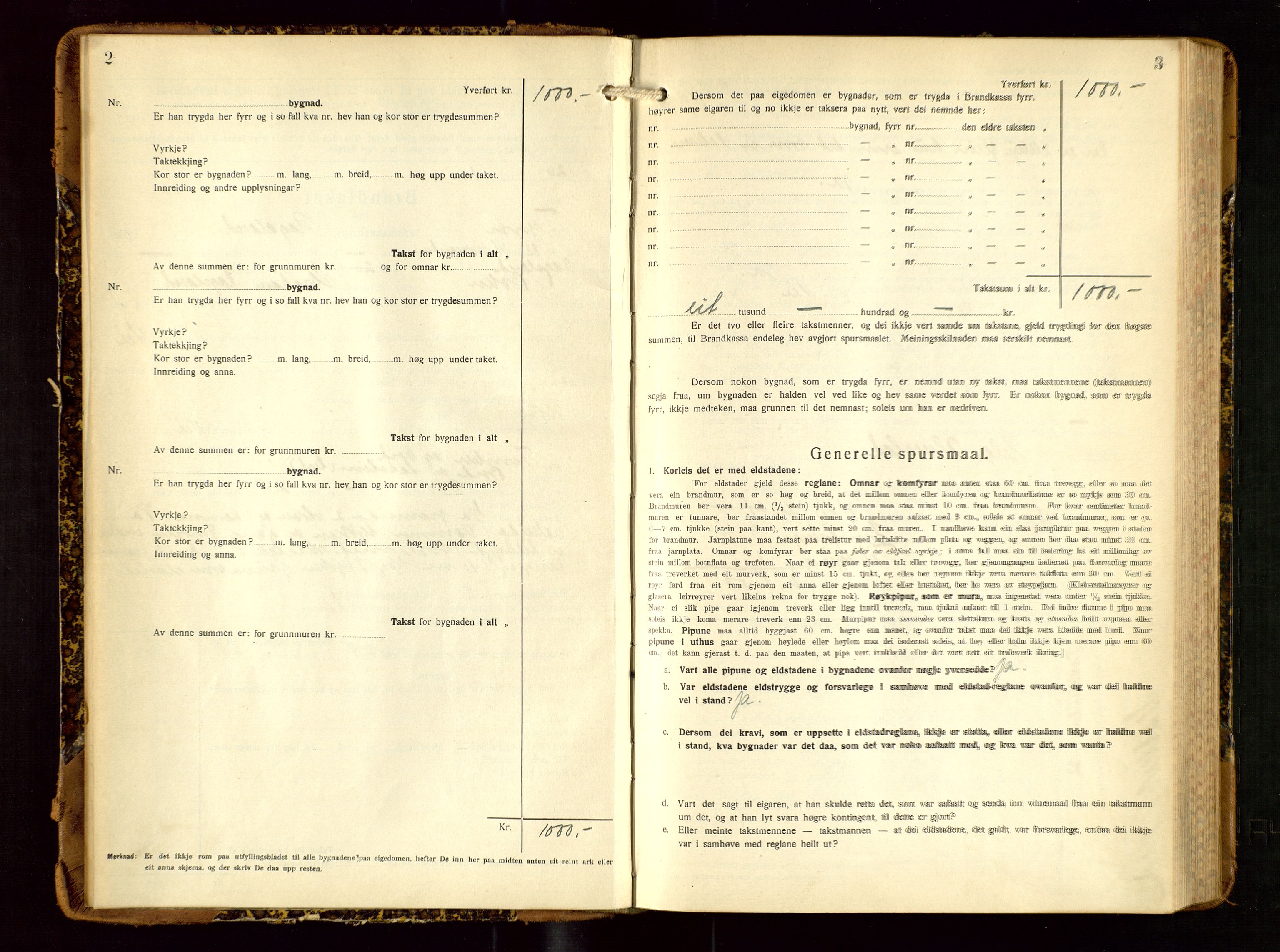 Tysvær lensmannskontor, AV/SAST-A-100192/Gob/L0003: "Brandtakstbok for Tysvær lensmannskrins", 1932-1955, s. 2-3