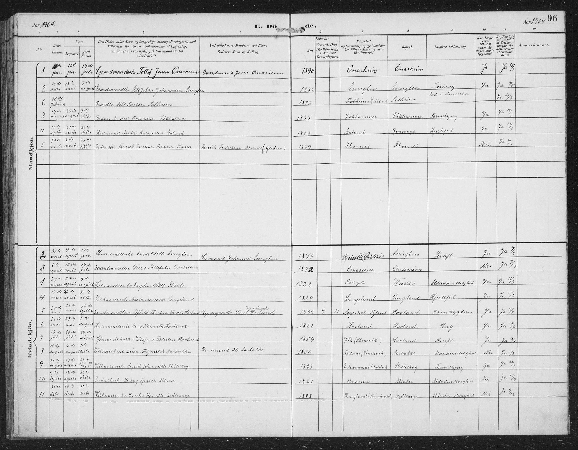 Tysnes sokneprestembete, AV/SAB-A-78601/H/Hab: Klokkerbok nr. C 2, 1896-1907, s. 96