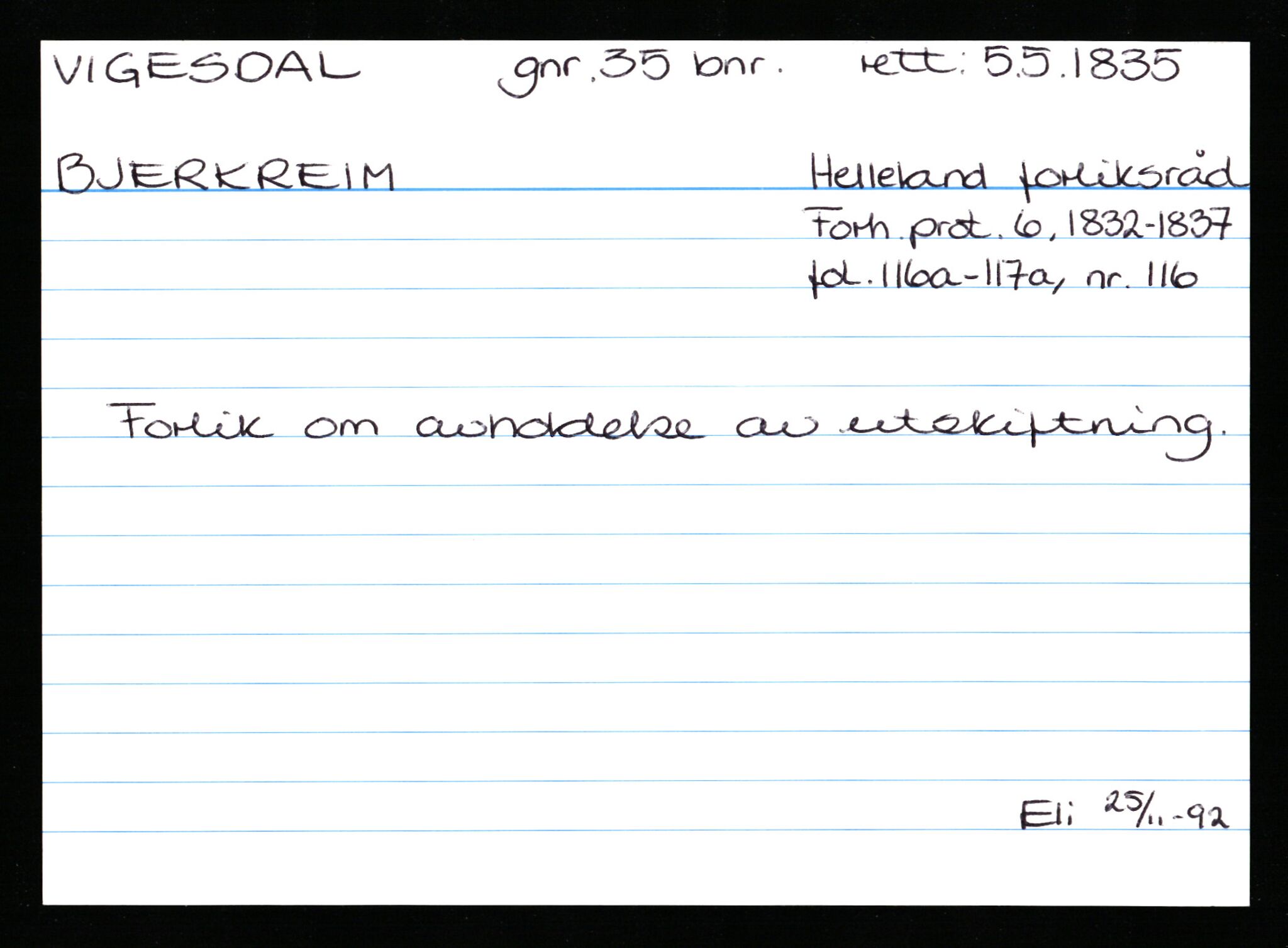 Statsarkivet i Stavanger, AV/SAST-A-101971/03/Y/Ym/L0066: Åstedskort sortert etter gårdsnavn: Veshovde - Vik, 1600-1950, s. 556