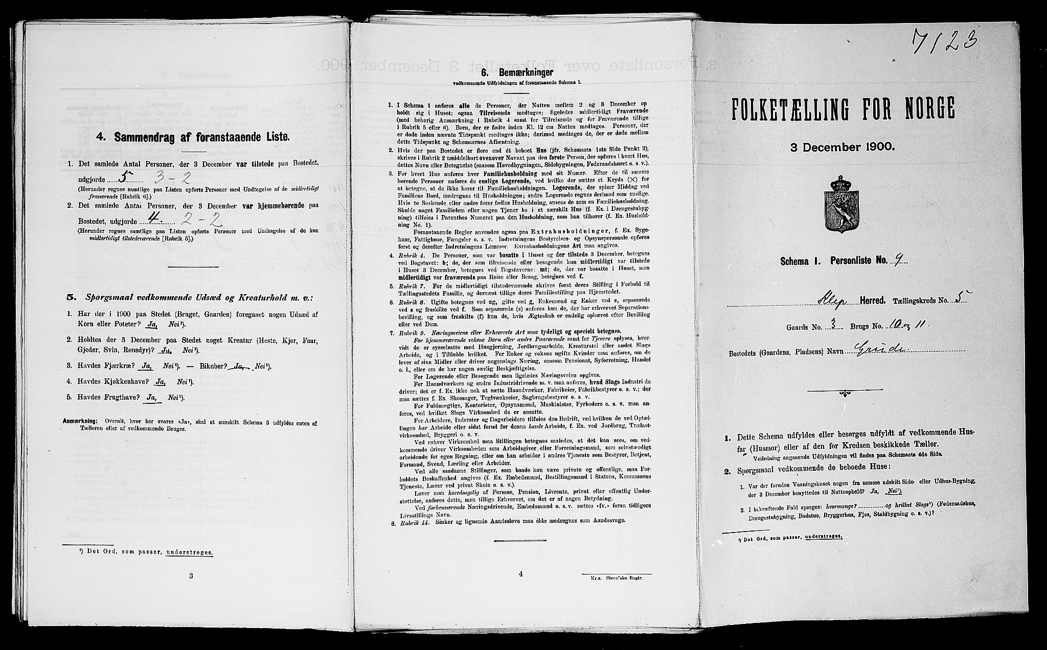 SAST, Folketelling 1900 for 1120 Klepp herred, 1900, s. 484