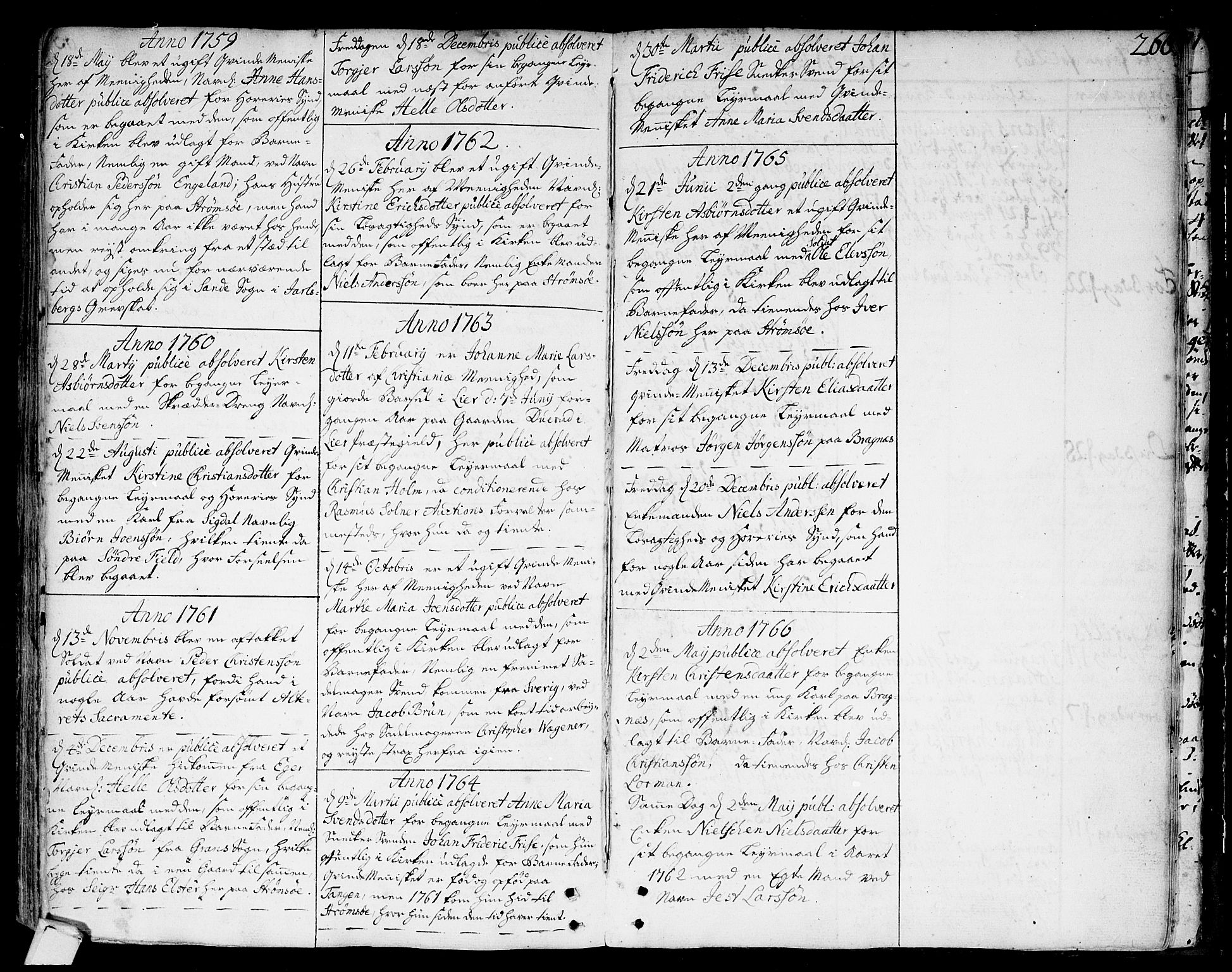 Strømsø kirkebøker, AV/SAKO-A-246/F/Fa/L0009: Ministerialbok nr. I 9, 1752-1791, s. 266