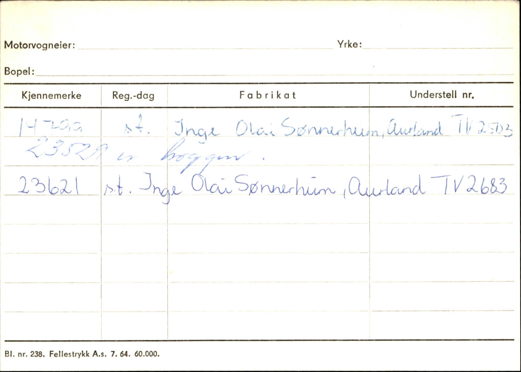 Statens vegvesen, Sogn og Fjordane vegkontor, AV/SAB-A-5301/4/F/L0125: Eigarregister Sogndal V-Å. Aurland A-Å. Fjaler A-N, 1945-1975, s. 1111