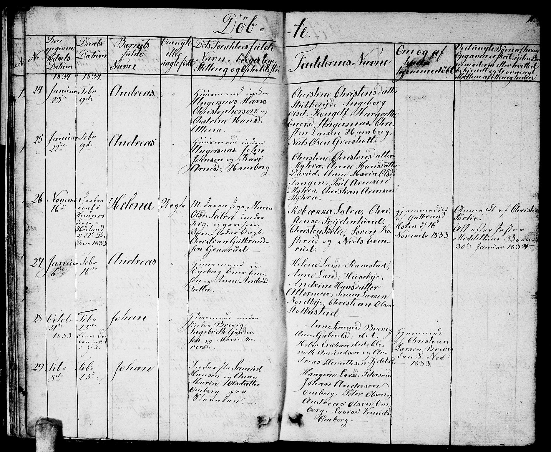 Enebakk prestekontor Kirkebøker, AV/SAO-A-10171c/G/Ga/L0003: Klokkerbok nr. I 3, 1833-1849, s. 11