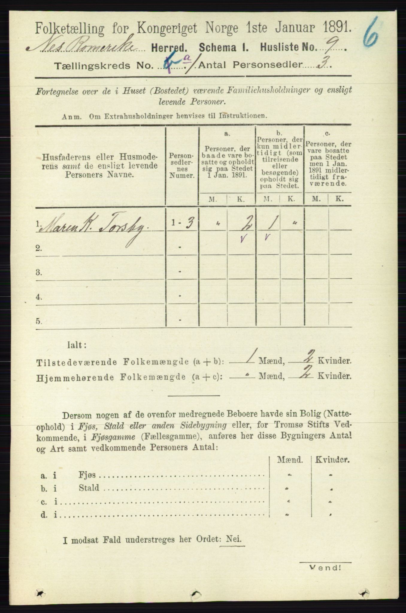 RA, Folketelling 1891 for 0236 Nes herred, 1891, s. 53