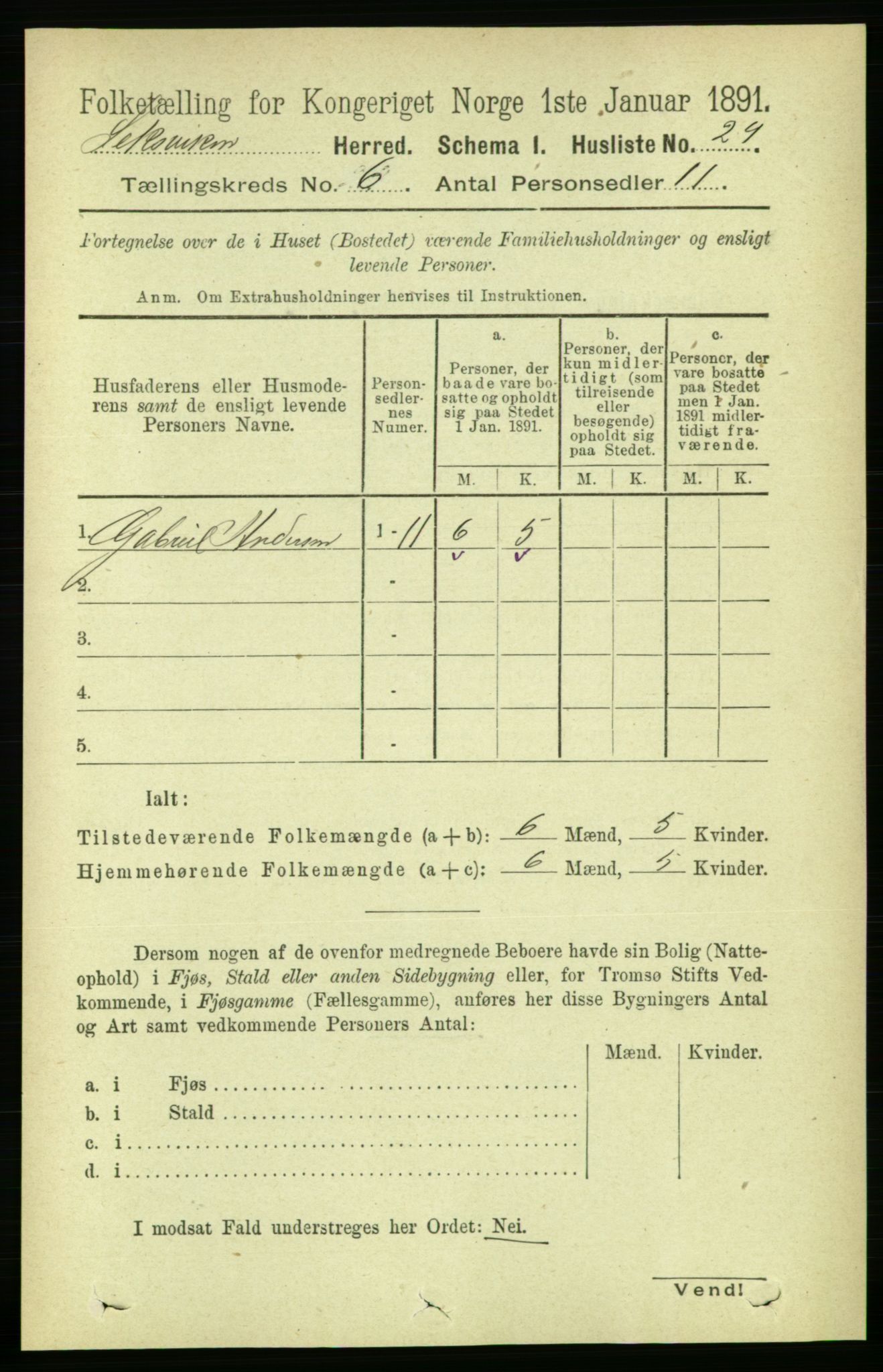 RA, Folketelling 1891 for 1718 Leksvik herred, 1891, s. 3161