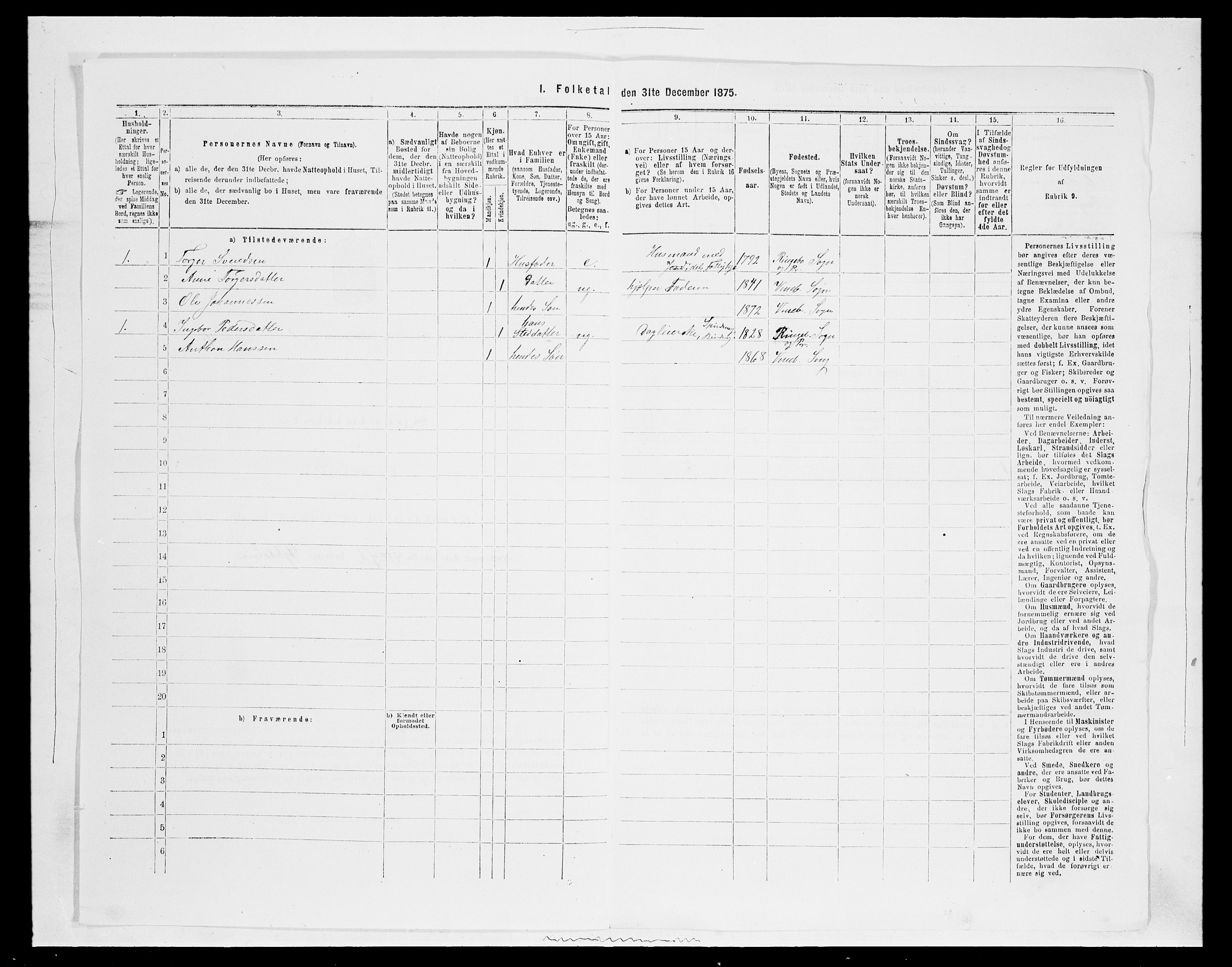 SAH, Folketelling 1875 for 0520P Ringebu prestegjeld, 1875, s. 92