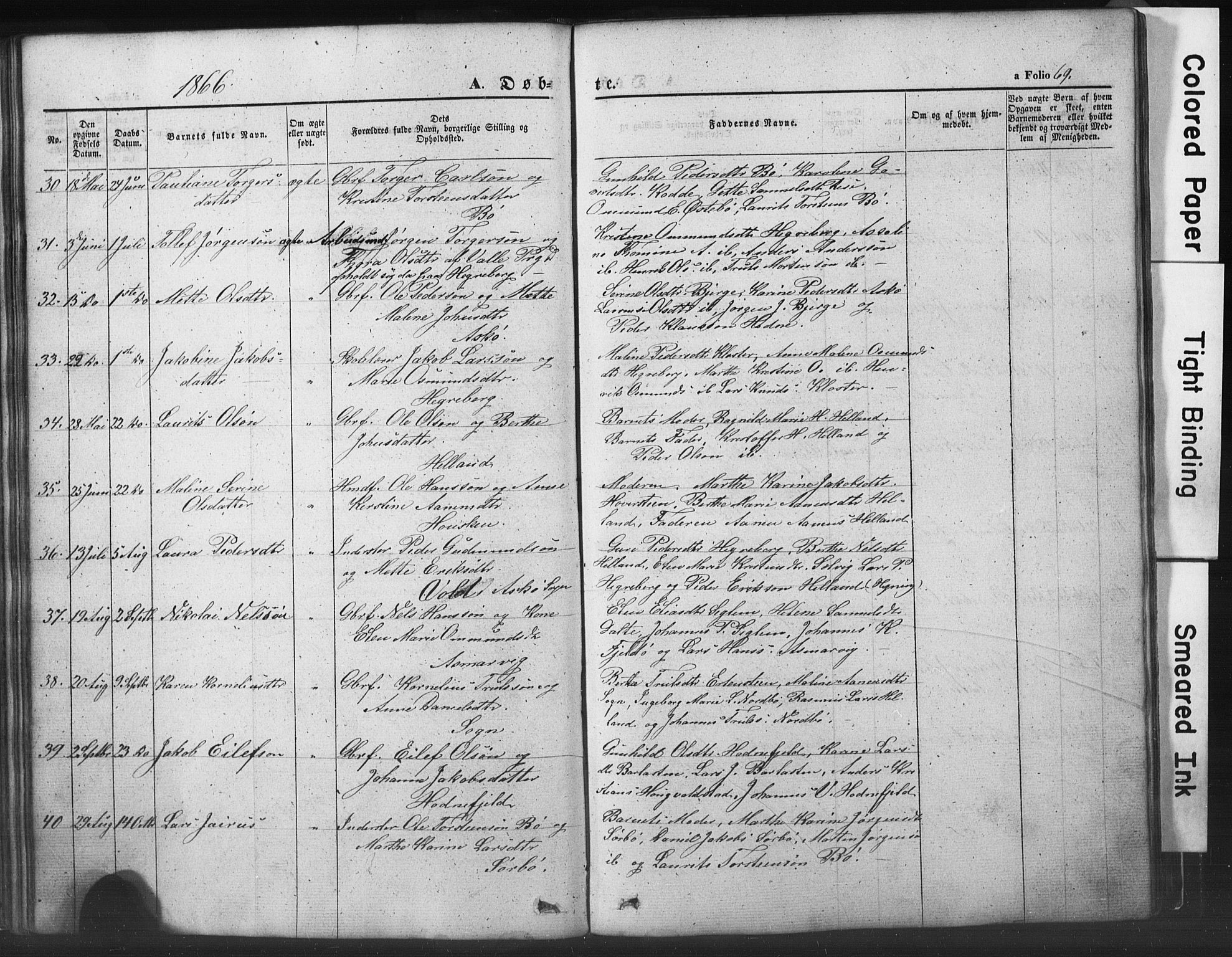Rennesøy sokneprestkontor, AV/SAST-A -101827/H/Ha/Hab/L0002: Klokkerbok nr. B 2, 1852-1880, s. 69