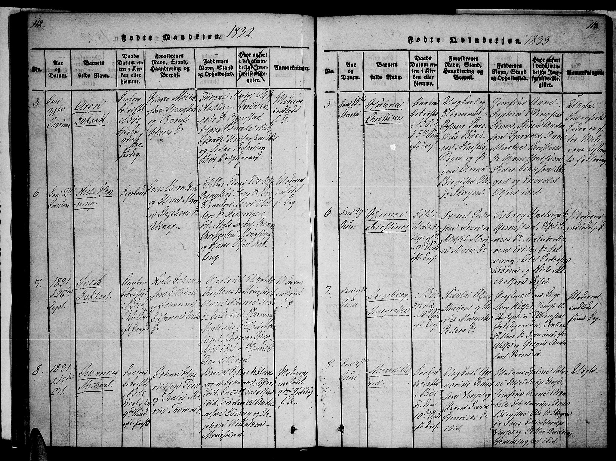 Ministerialprotokoller, klokkerbøker og fødselsregistre - Nordland, AV/SAT-A-1459/891/L1298: Ministerialbok nr. 891A03, 1820-1840, s. 112-113