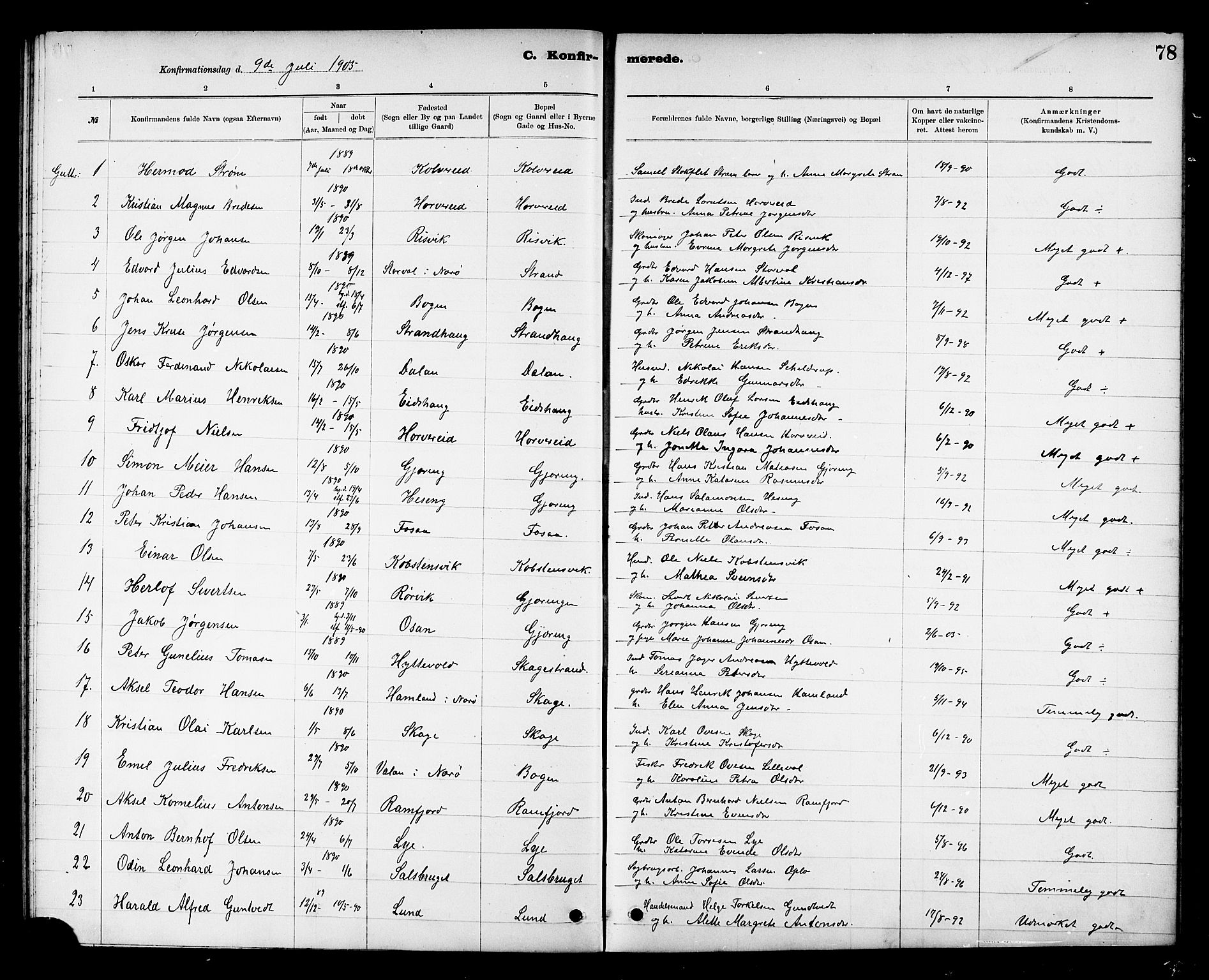 Ministerialprotokoller, klokkerbøker og fødselsregistre - Nord-Trøndelag, AV/SAT-A-1458/780/L0652: Klokkerbok nr. 780C04, 1899-1911, s. 78