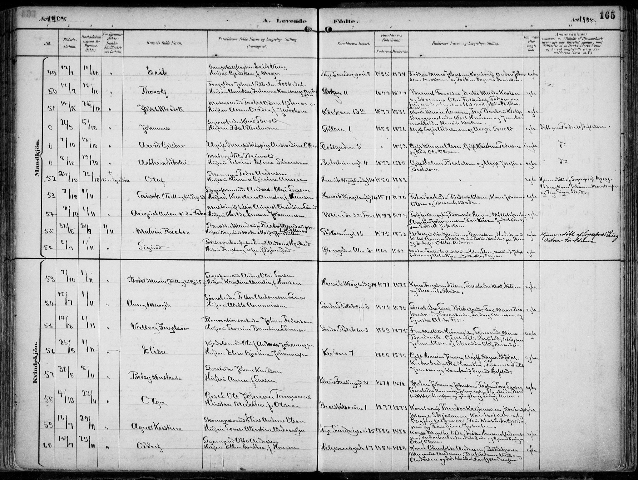 Mariakirken Sokneprestembete, AV/SAB-A-76901/H/Hab/L0005: Klokkerbok nr. A 5, 1893-1913, s. 165