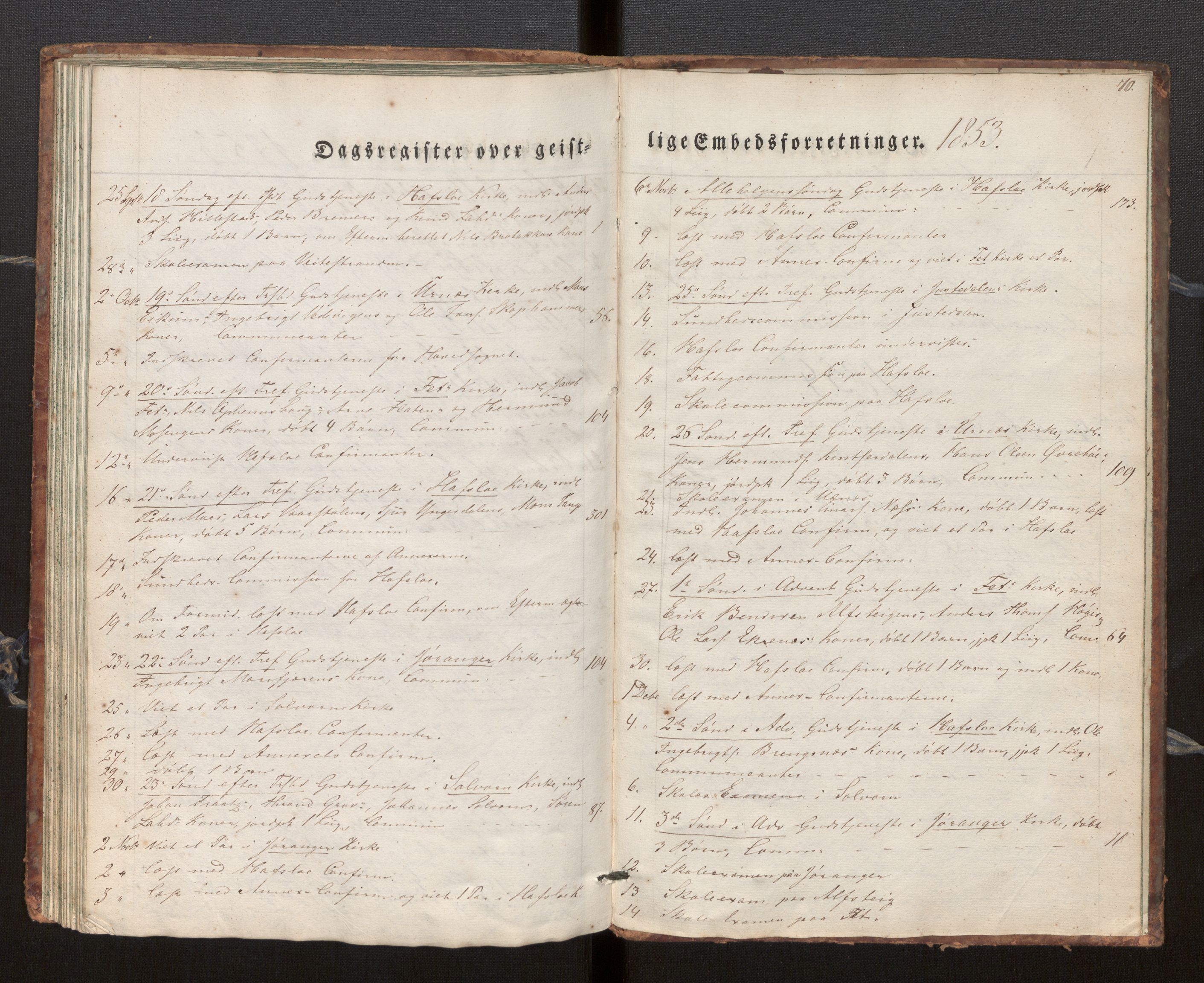 Hafslo sokneprestembete, SAB/A-80301/H/Haa/Haaf/L0001: Dagregister nr. F 1, 1834-1854, s. 70