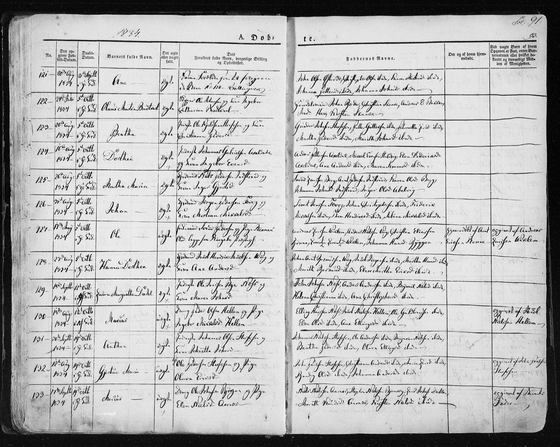 Ministerialprotokoller, klokkerbøker og fødselsregistre - Sør-Trøndelag, SAT/A-1456/659/L0735: Ministerialbok nr. 659A05, 1826-1841, s. 91