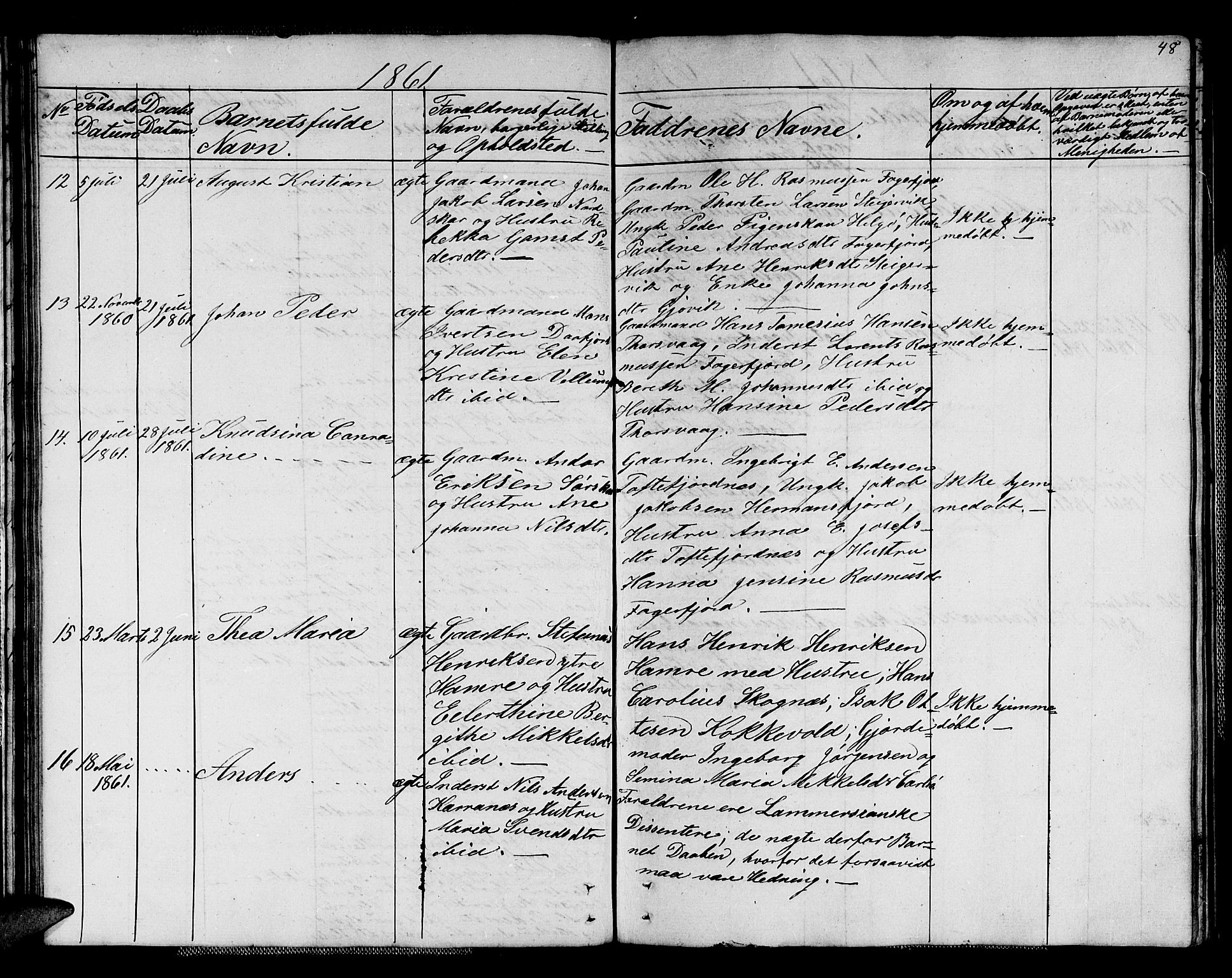 Karlsøy sokneprestembete, AV/SATØ-S-1299/H/Ha/Hab/L0004klokker: Klokkerbok nr. 4, 1845-1870, s. 48