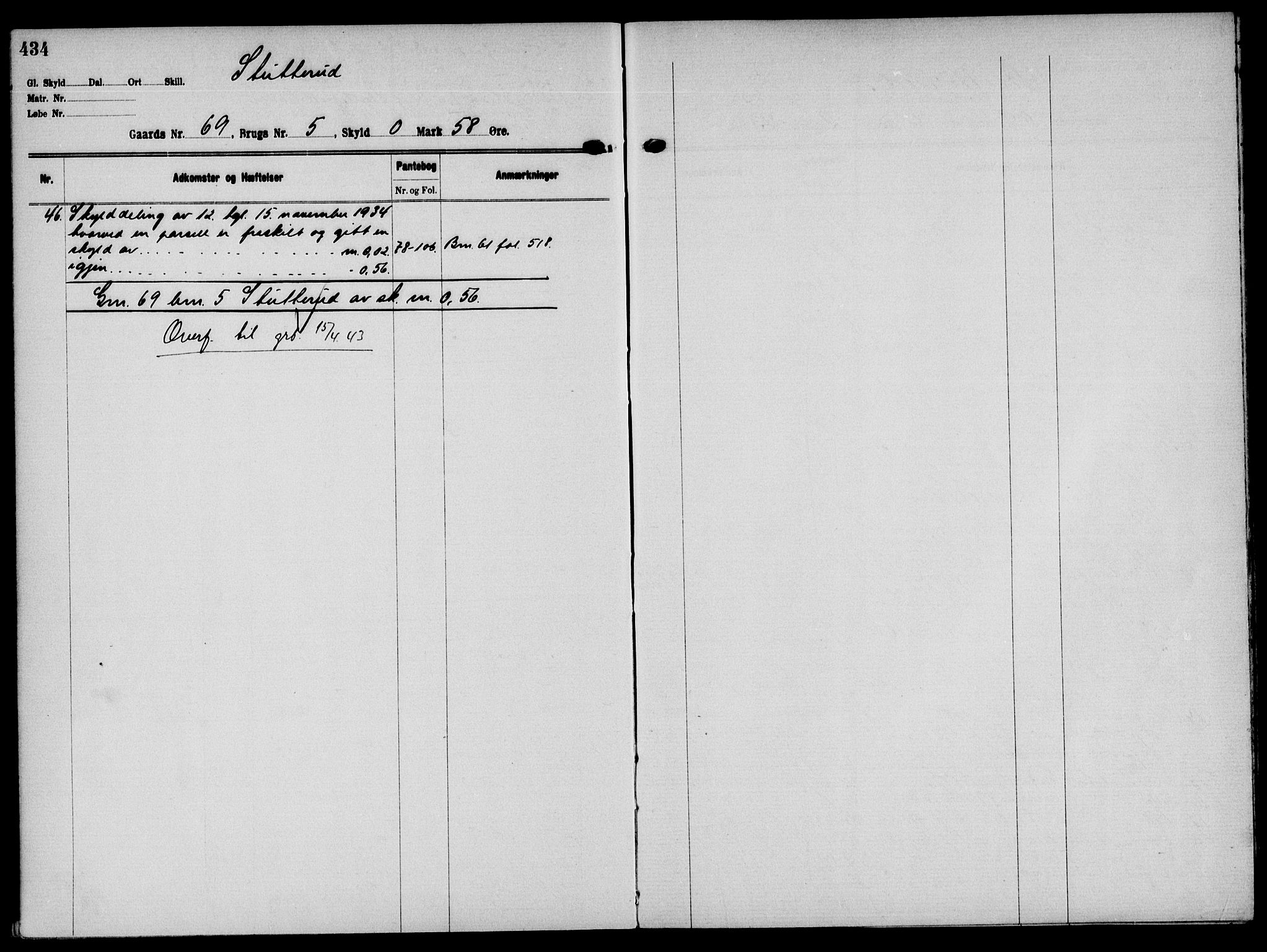 Solør tingrett, AV/SAH-TING-008/H/Ha/Hak/L0005: Panteregister nr. V, 1900-1935, s. 434