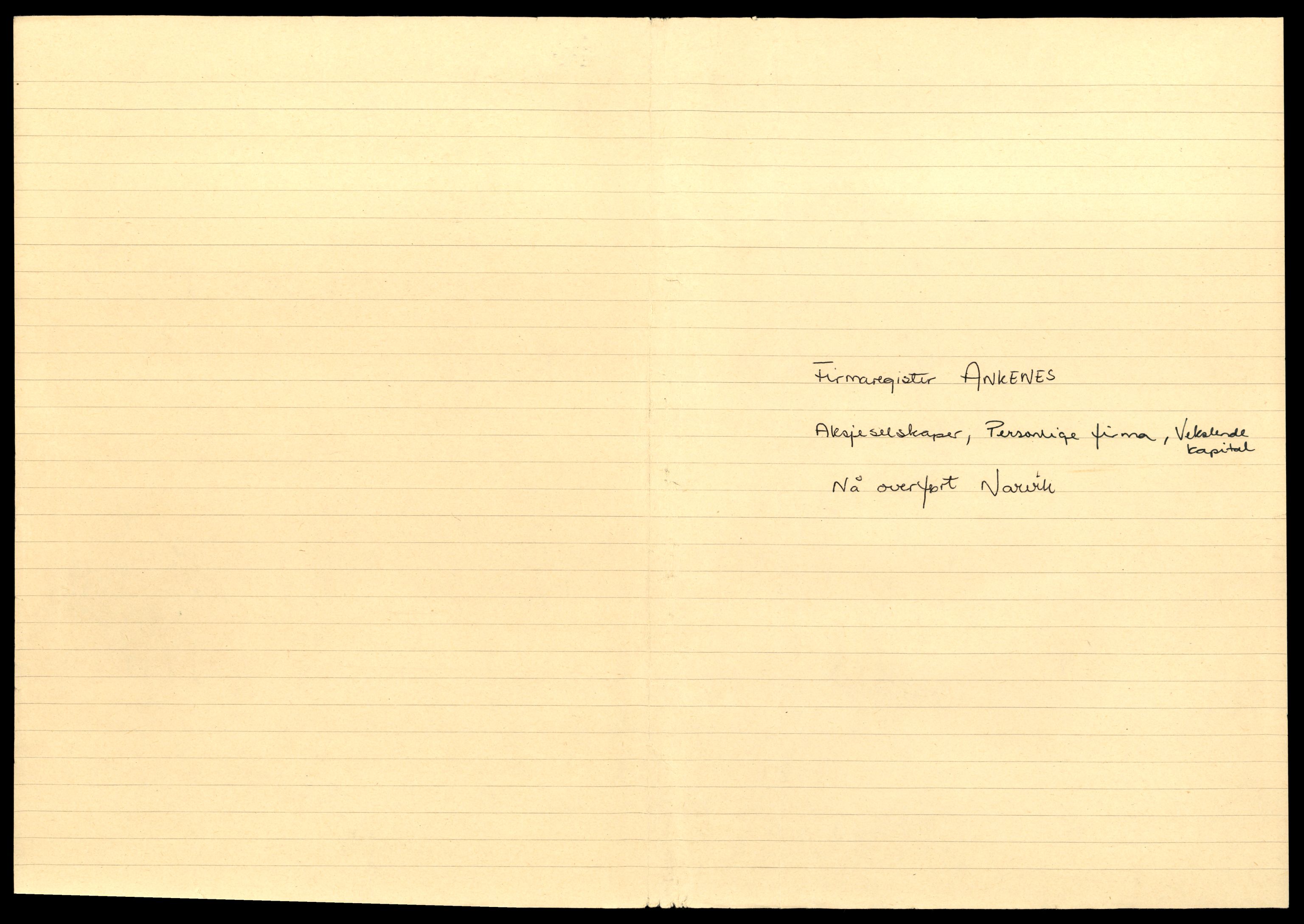 Narvik sorenskriveri, SAT/A-0002/2/J/Jc/Jcf/L0001: Alfabetisk firmaregister, 1960-1989, s. 1