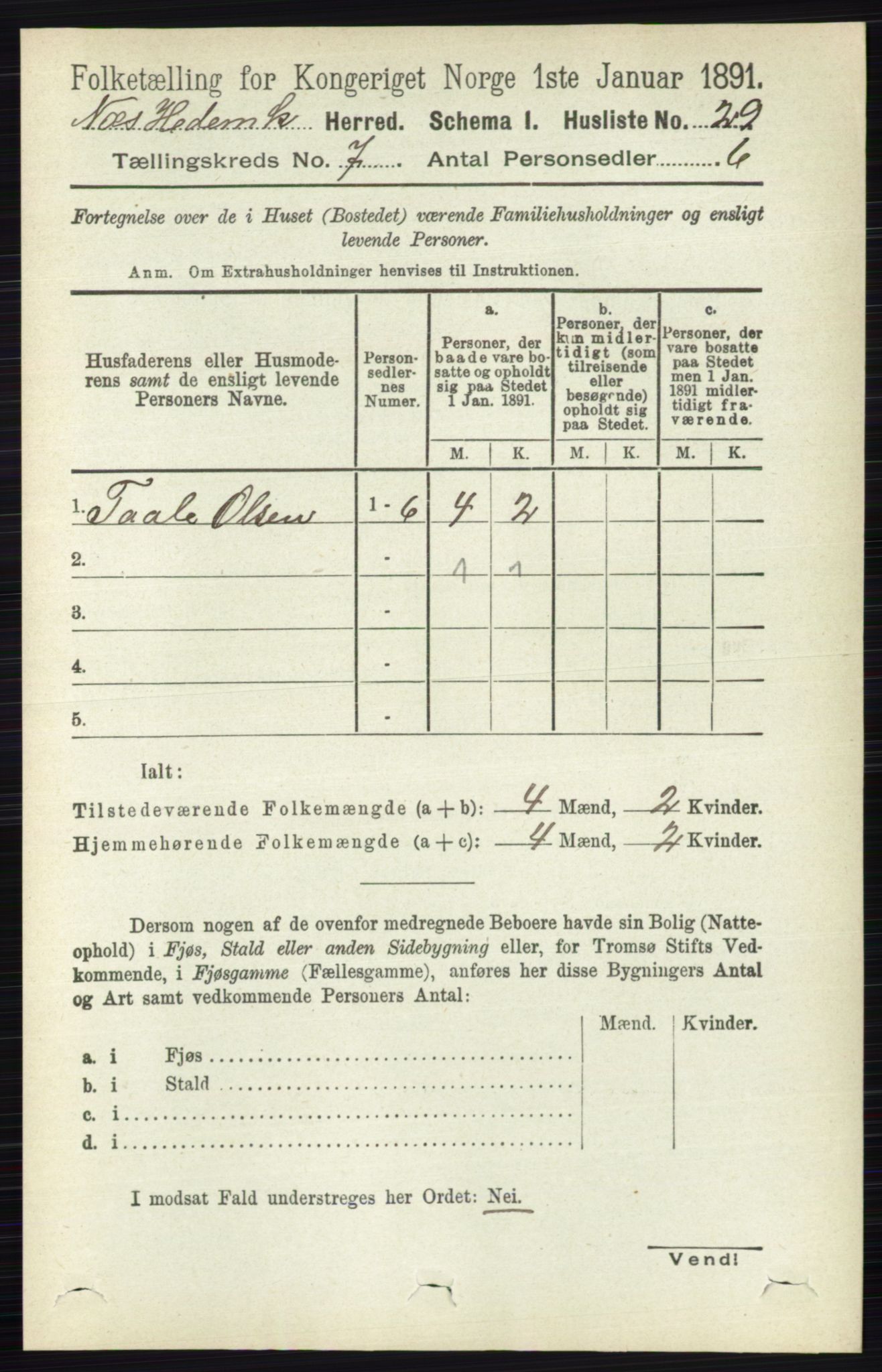 RA, Folketelling 1891 for 0411 Nes herred, 1891, s. 3857