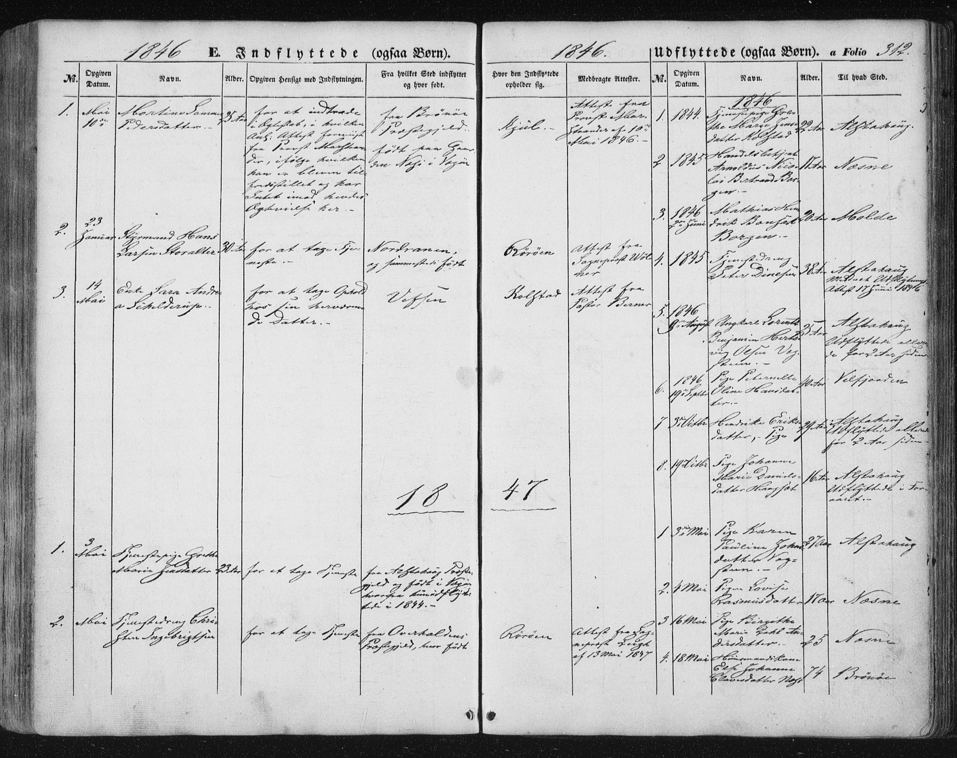 Ministerialprotokoller, klokkerbøker og fødselsregistre - Nordland, SAT/A-1459/816/L0240: Ministerialbok nr. 816A06, 1846-1870, s. 312