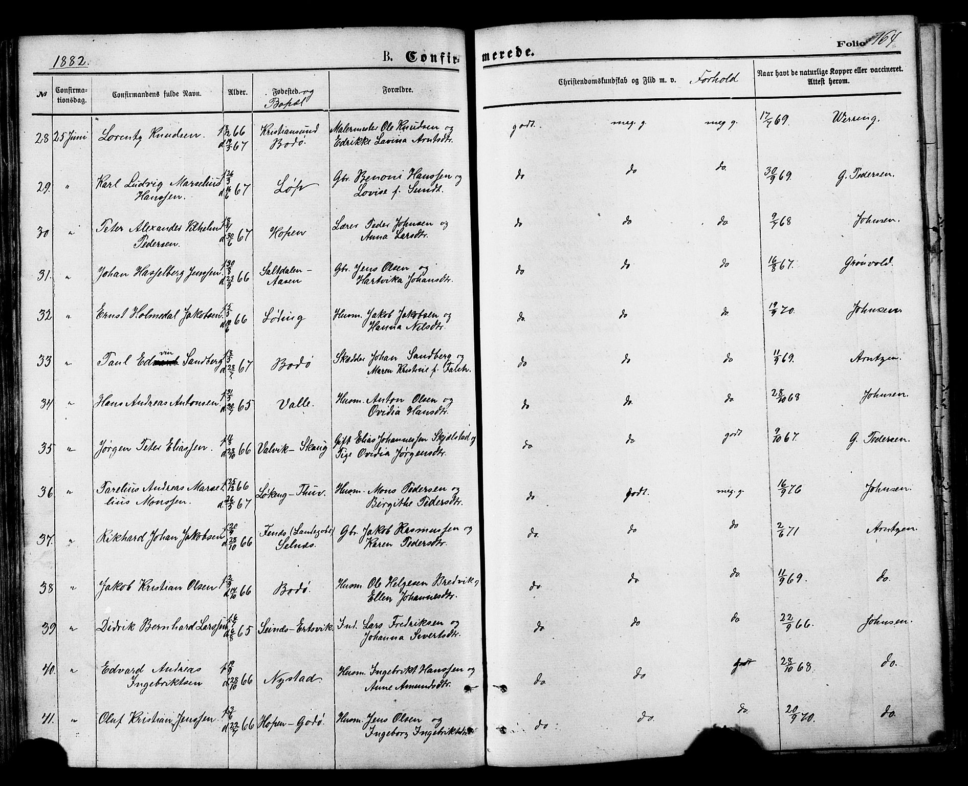 Ministerialprotokoller, klokkerbøker og fødselsregistre - Nordland, SAT/A-1459/801/L0009: Ministerialbok nr. 801A09, 1876-1883, s. 164