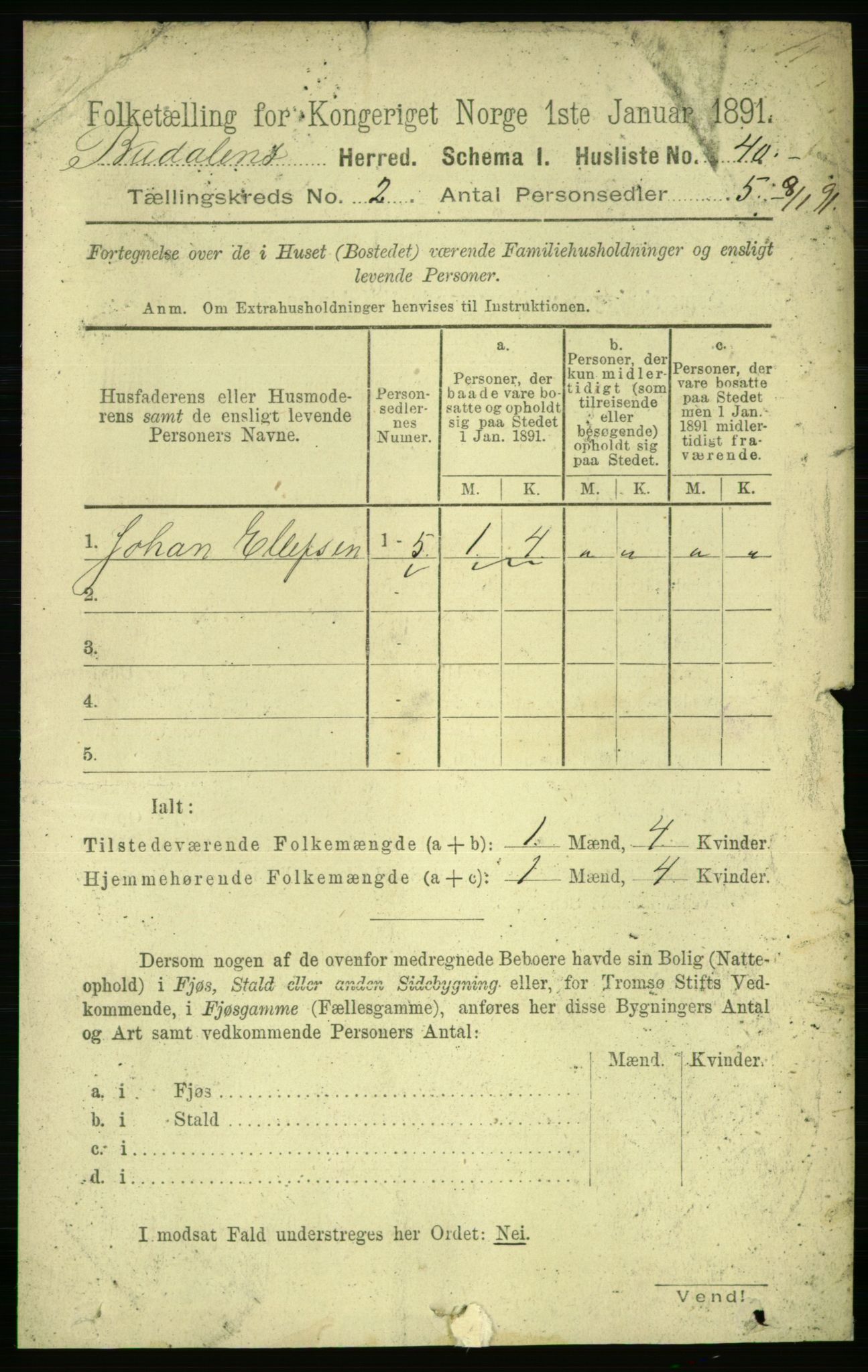 RA, Folketelling 1891 for 1647 Budal herred, 1891, s. 418
