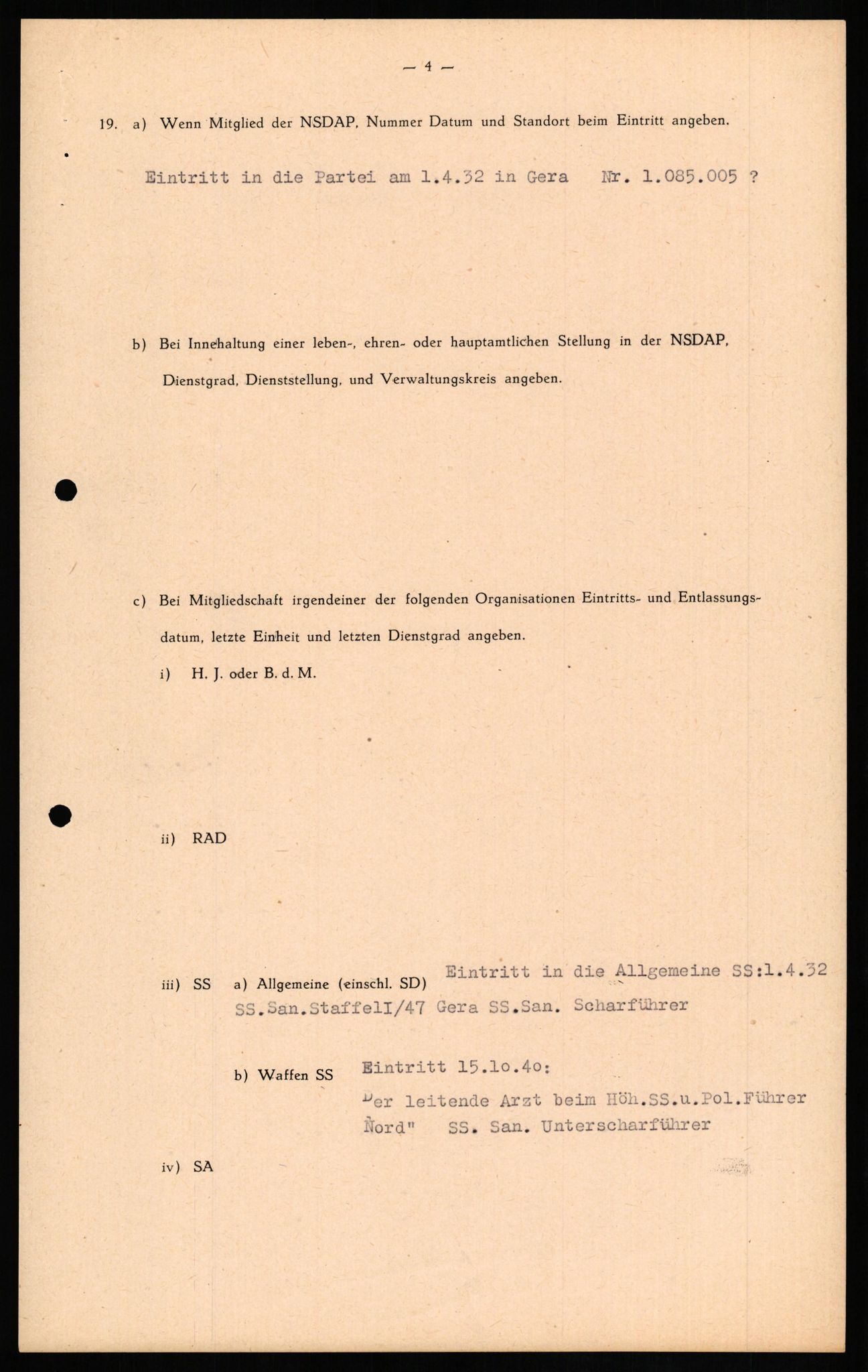 Forsvaret, Forsvarets overkommando II, RA/RAFA-3915/D/Db/L0020: CI Questionaires. Tyske okkupasjonsstyrker i Norge. Tyskere., 1945-1946, s. 329