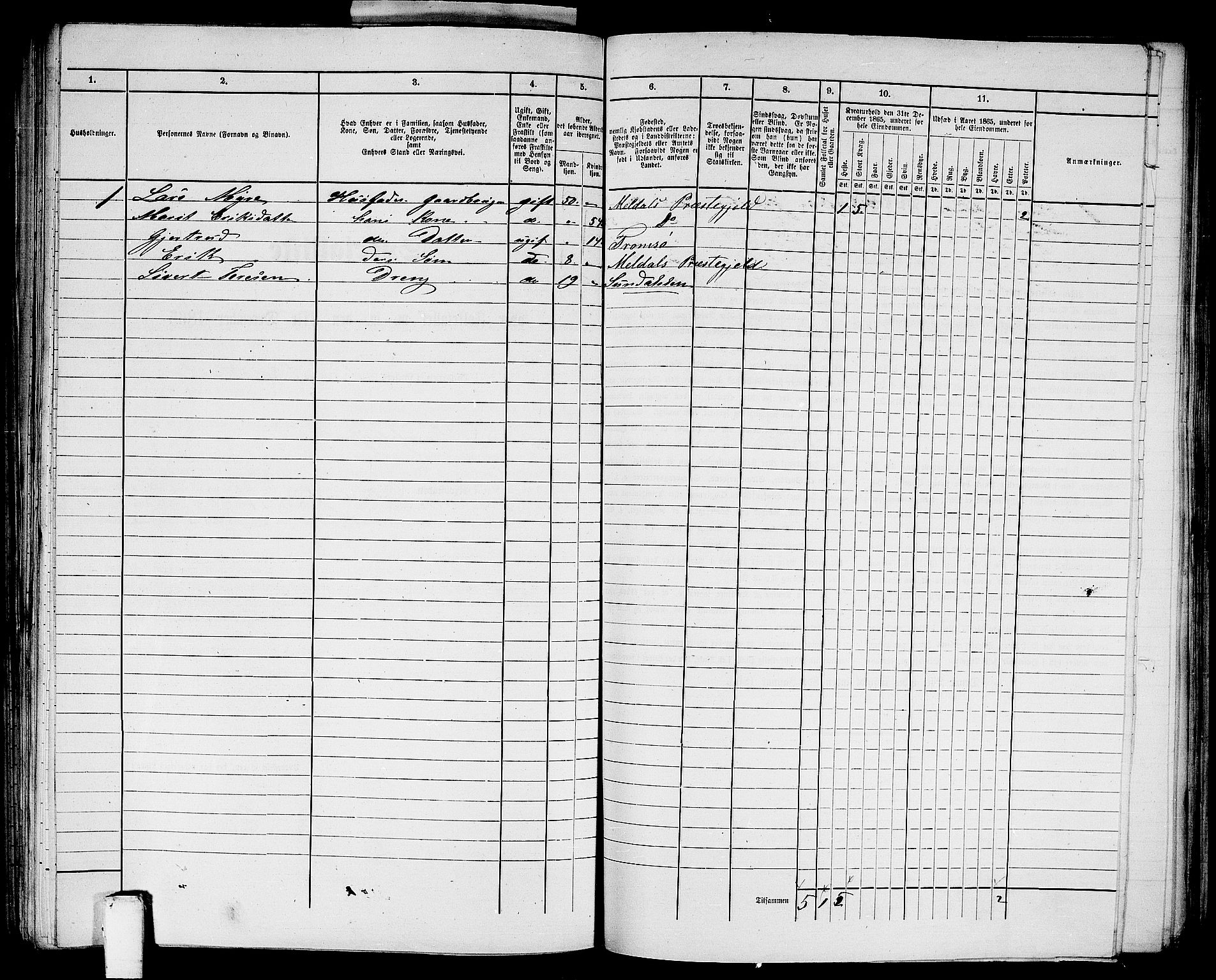 RA, Folketelling 1865 for 1503B Kristiansund prestegjeld, Kristiansund kjøpstad, 1865, s. 409