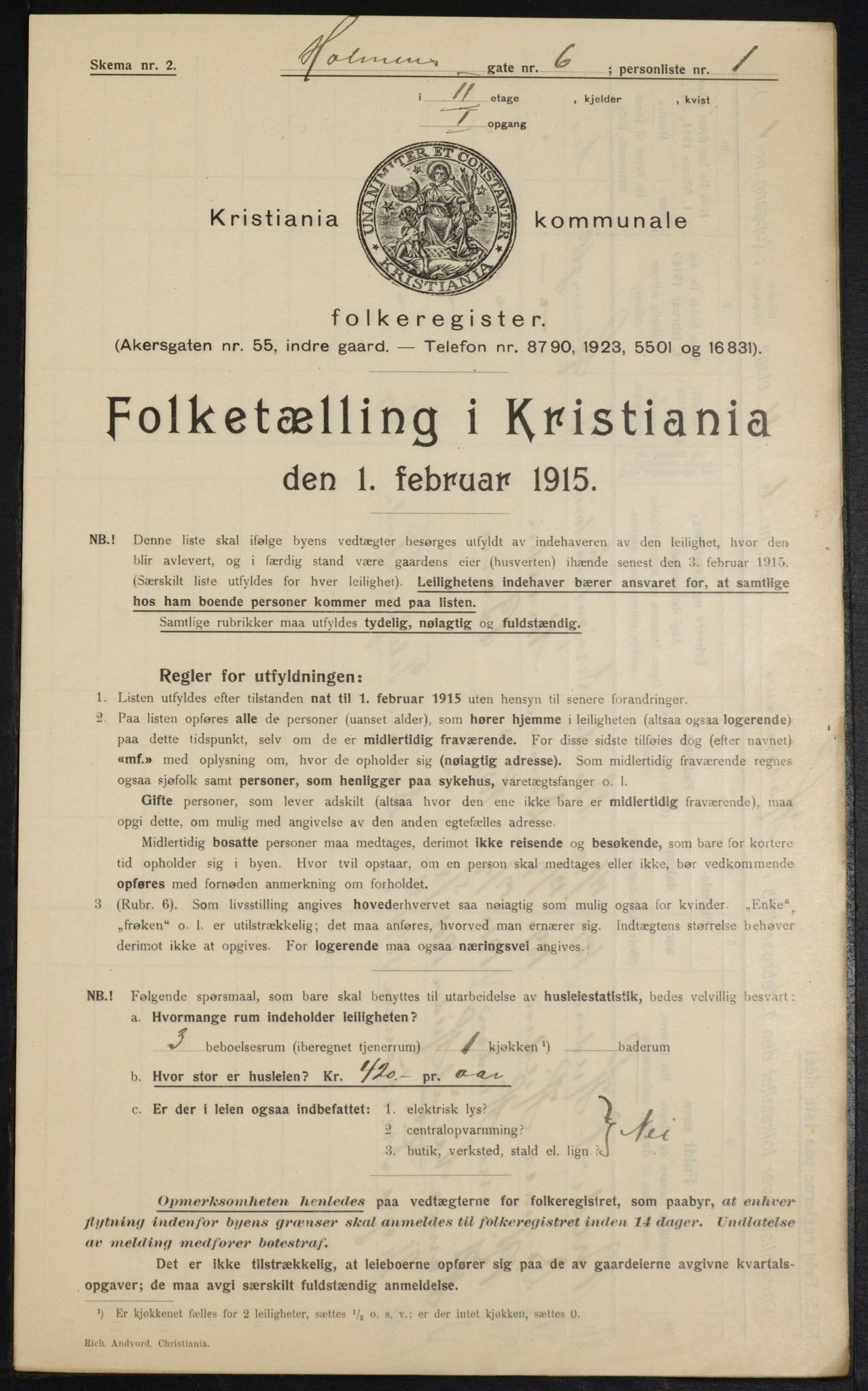 OBA, Kommunal folketelling 1.2.1915 for Kristiania, 1915, s. 40462