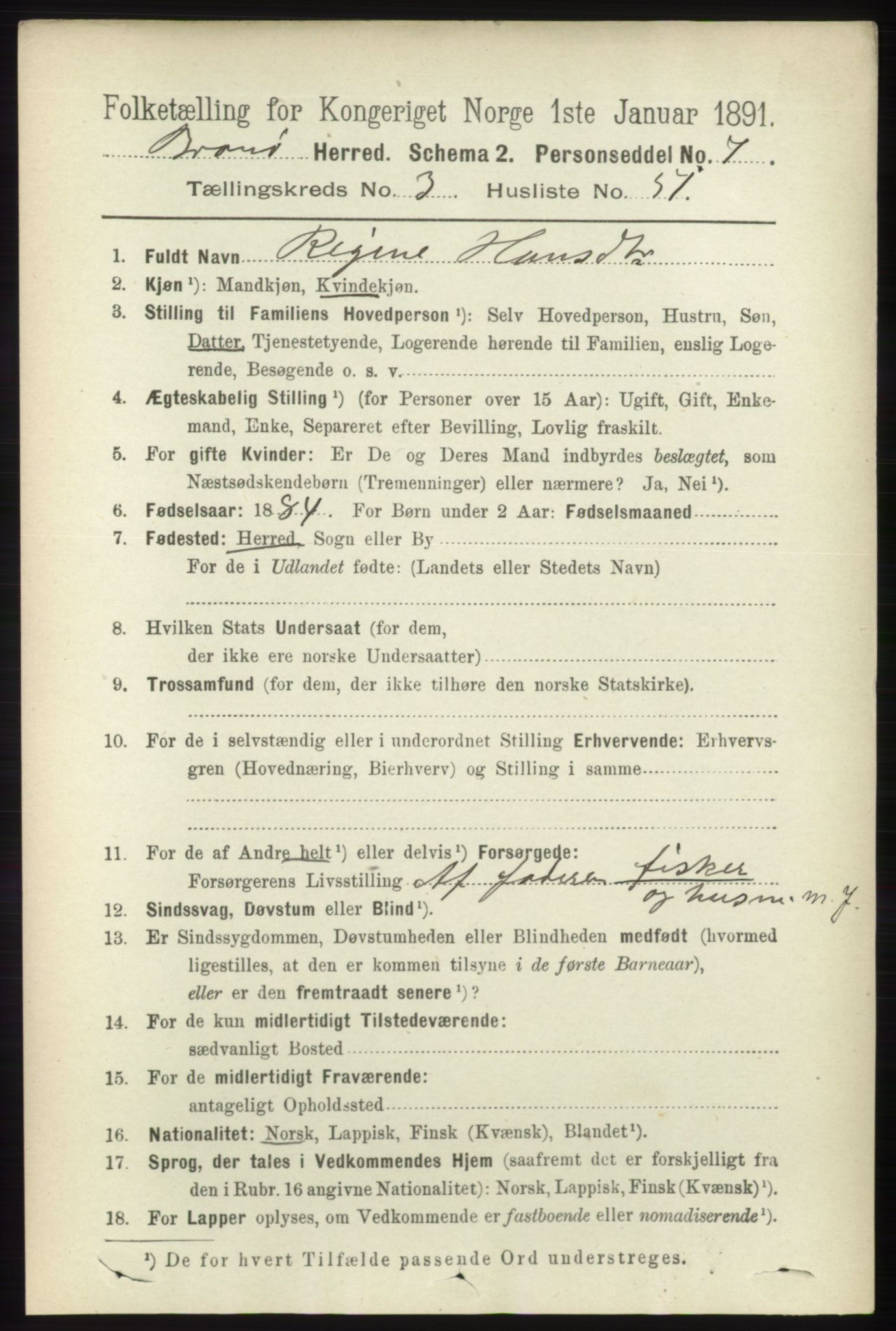 RA, Folketelling 1891 for 1814 Brønnøy herred, 1891, s. 1646