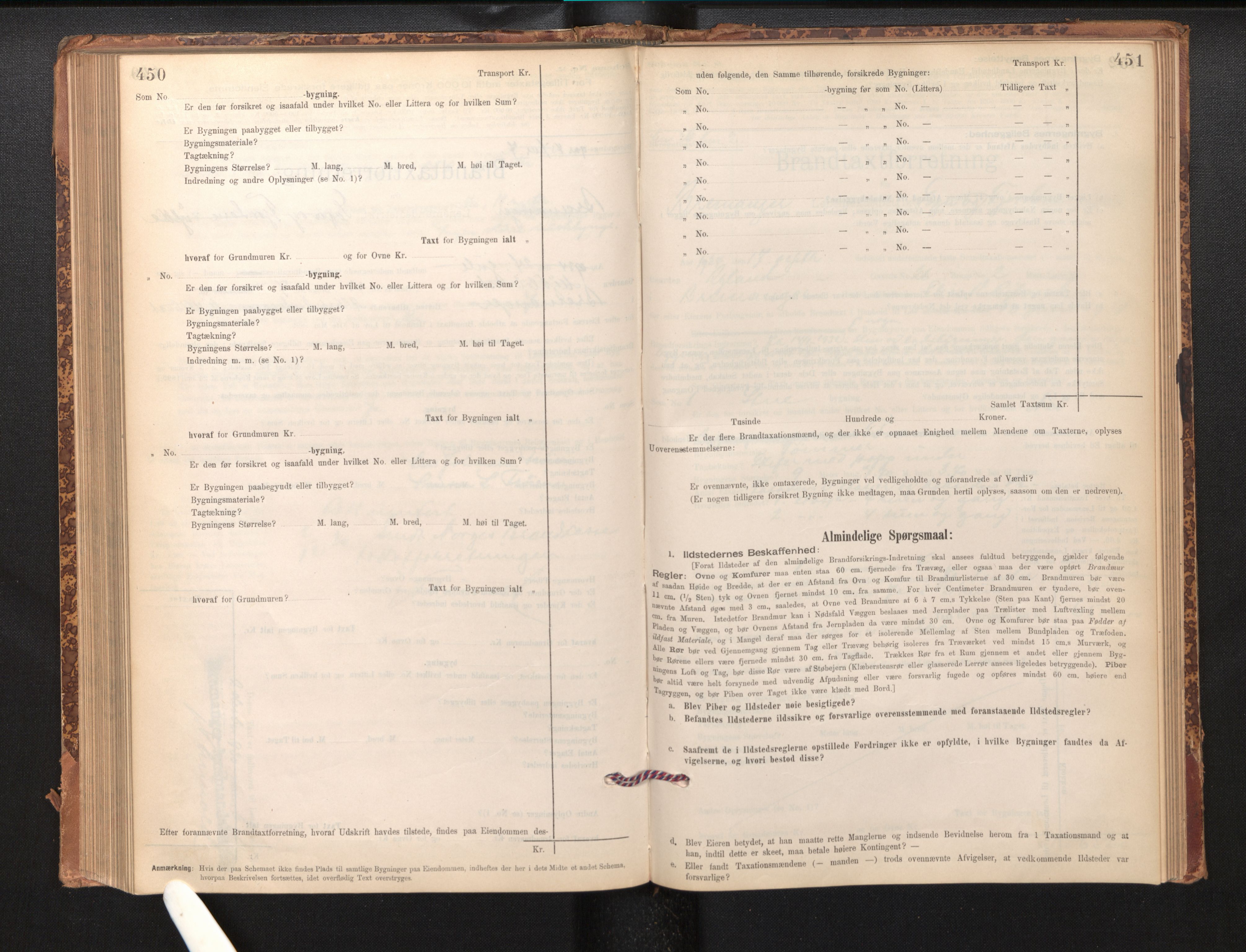 Lensmannen i Bremanger, SAB/A-26701/0012/L0007: Branntakstprotokoll, skjematakst, 1895-1936, s. 450-451