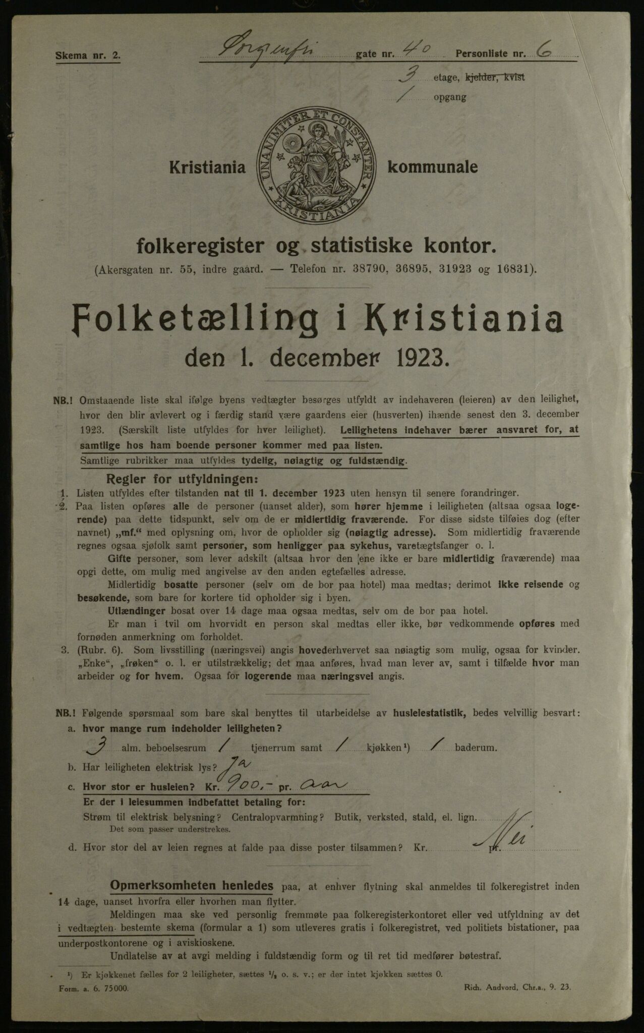 OBA, Kommunal folketelling 1.12.1923 for Kristiania, 1923, s. 110890