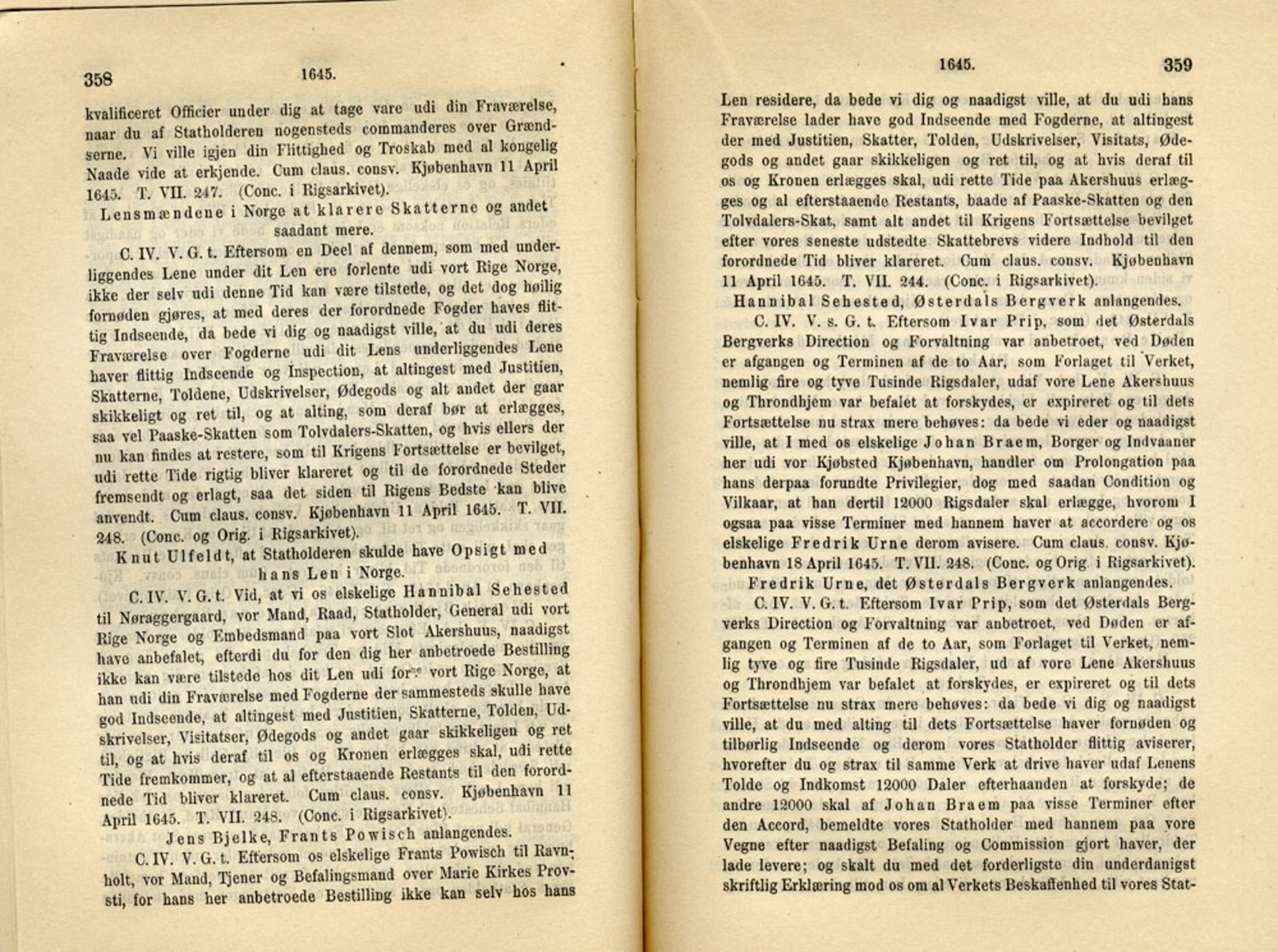 Publikasjoner utgitt av Det Norske Historiske Kildeskriftfond, PUBL/-/-/-: Norske Rigs-Registranter, bind 8, 1641-1648, s. 358-359