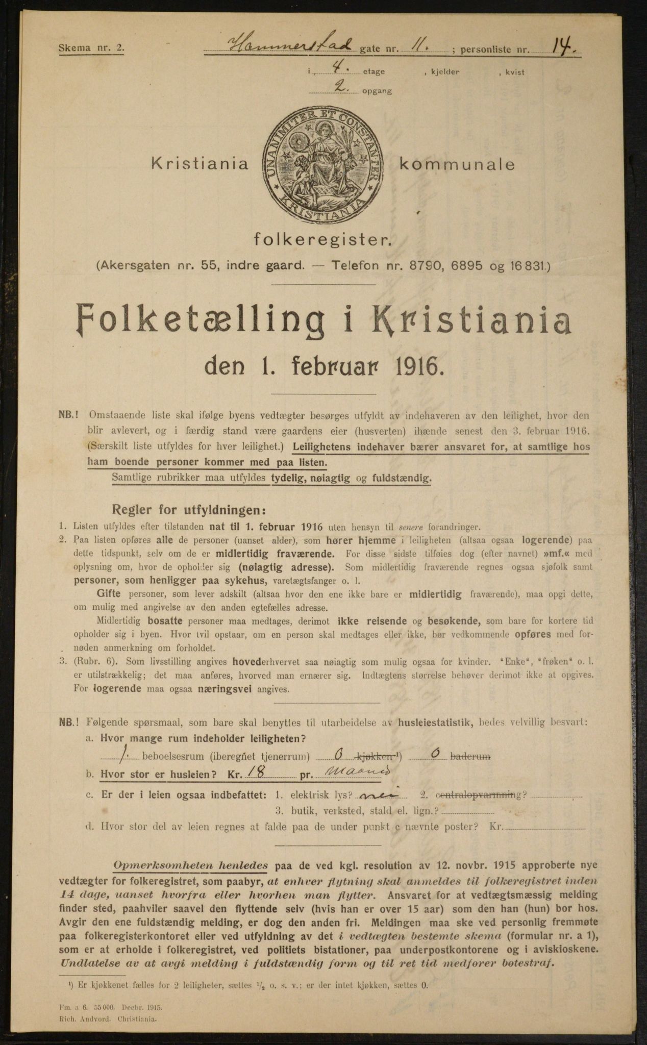 OBA, Kommunal folketelling 1.2.1916 for Kristiania, 1916, s. 35313