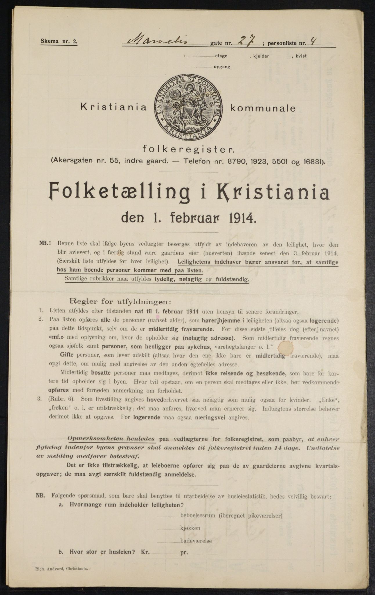 OBA, Kommunal folketelling 1.2.1914 for Kristiania, 1914, s. 64513